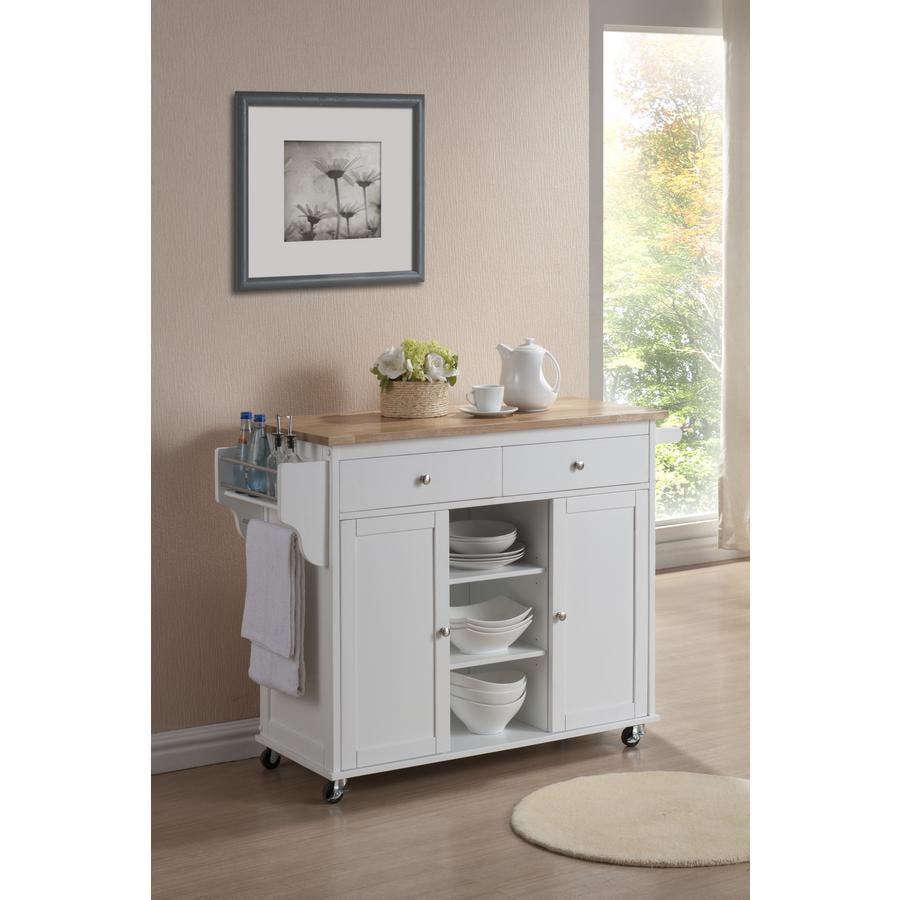 Meryland Modern Kitchen Island Cart White - Baxton Studio