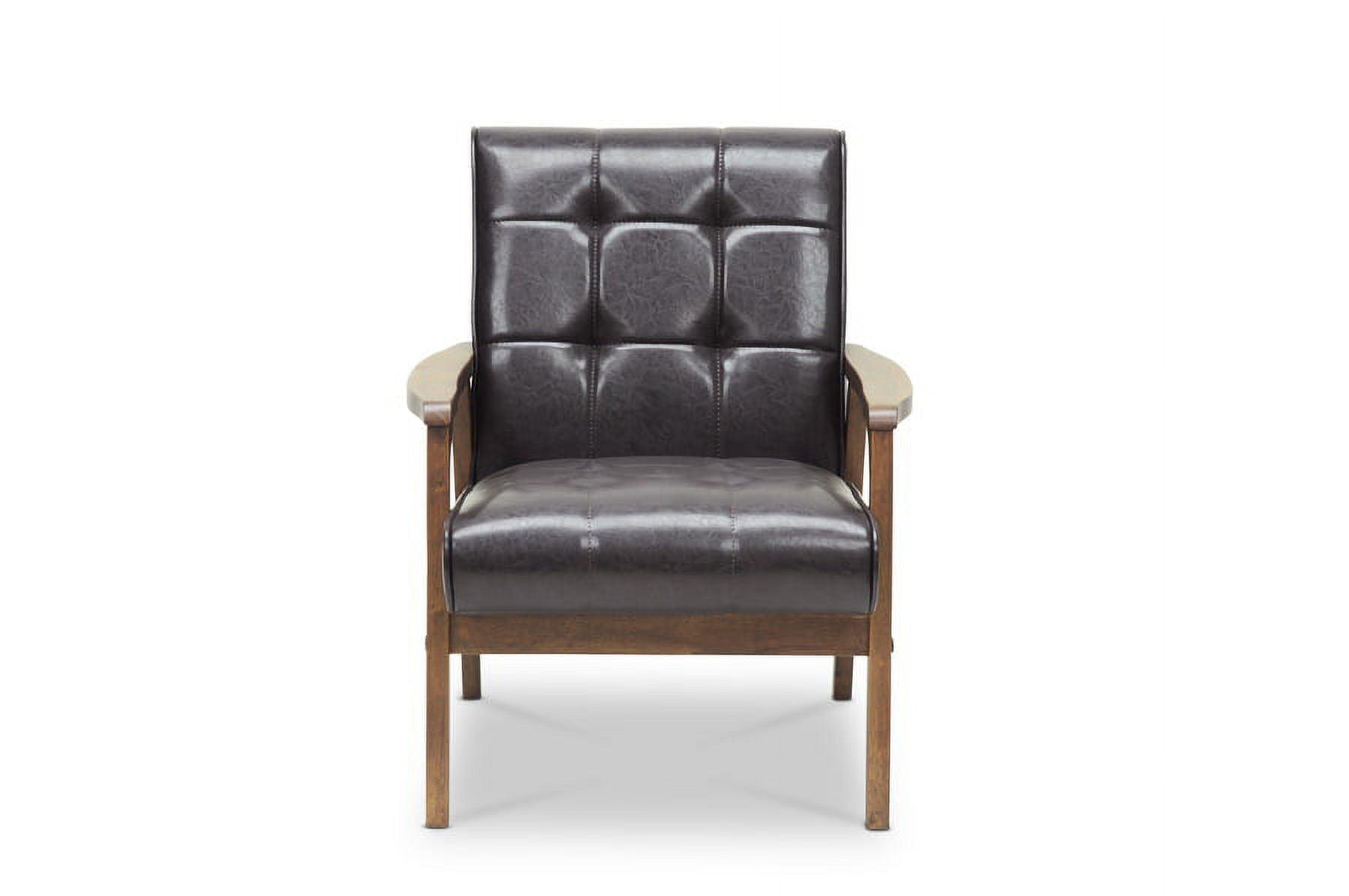 Baxton Studio Mid-Century Masterpieces Club Chair Brown: Upholstered Polyester, Wood Frame, Spot Clean