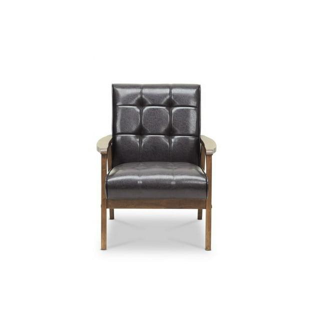 Baxton Studio Mid-Century Masterpieces Club Chair Brown: Upholstered Polyester, Wood Frame, Spot Clean