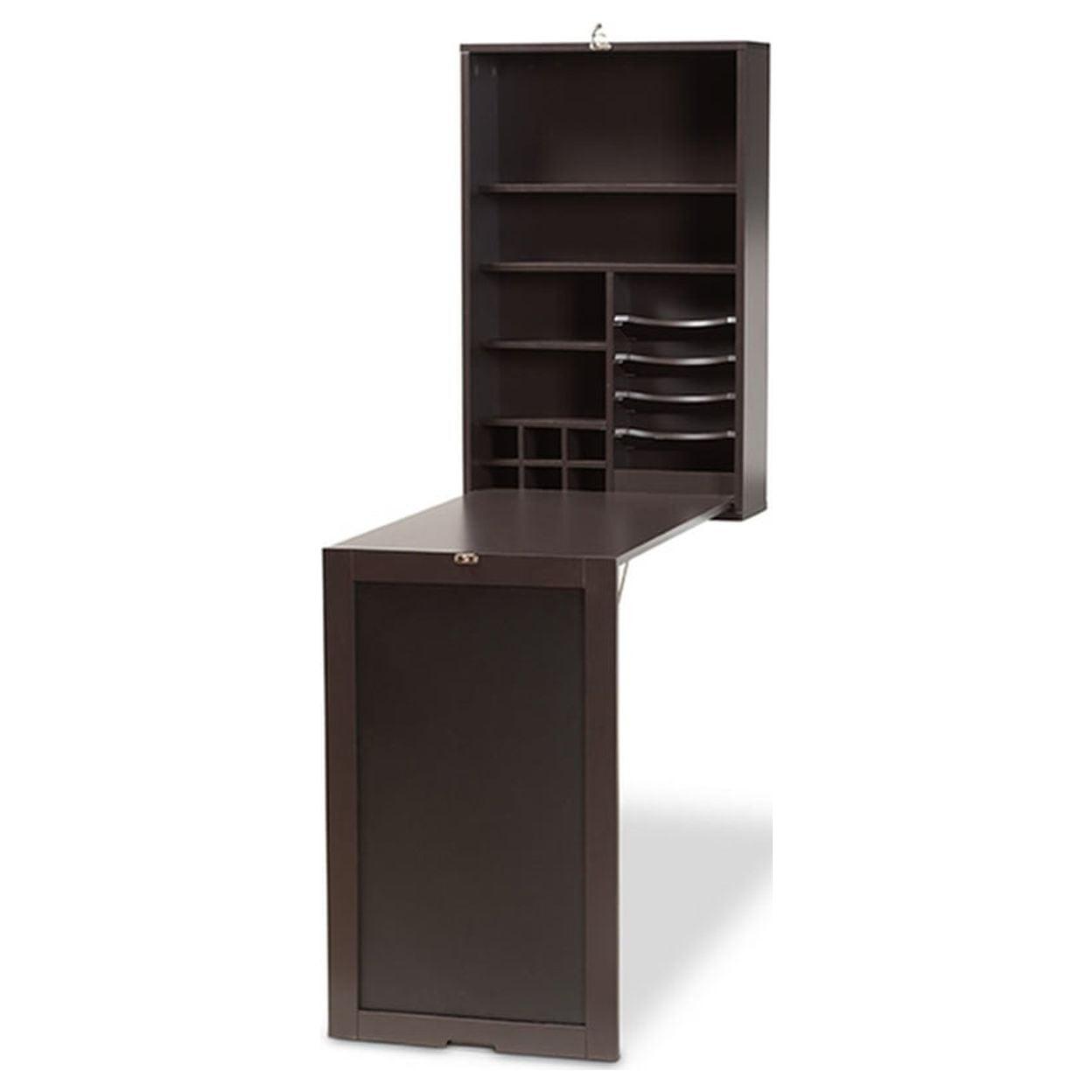 Millard Dark Brown Wood Wall-Mounted Foldable Desk