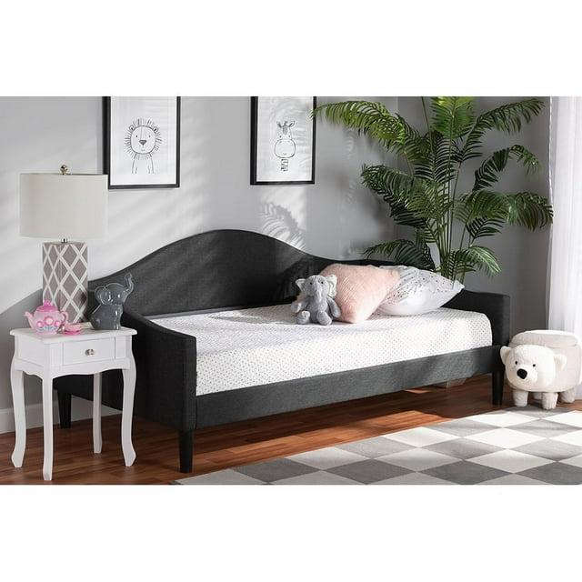 Full Milligan Upholstered Wood Daybed Charcoal/Dark Brown - Baxton Studio: Elegant Bedroom Furniture, No Trundle