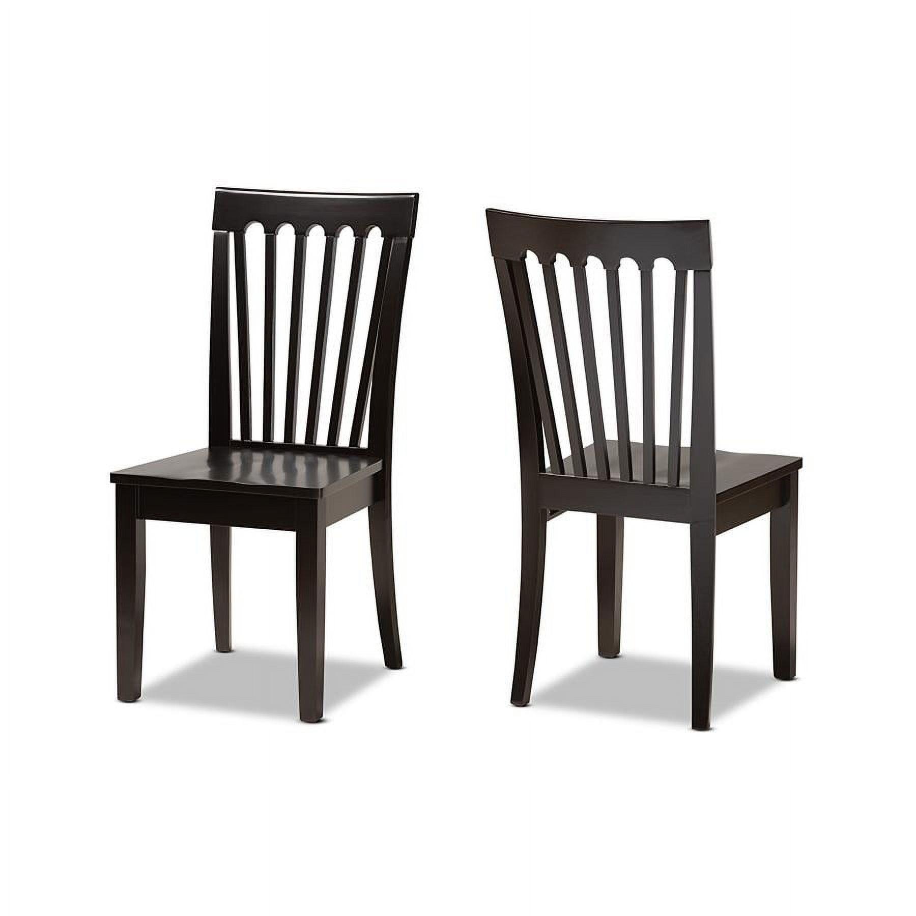 2pc MinetteWood Dining Chair Set Dark Brown - Baxton Studio: Elegant Scoop Seat, Polyester Upholstery