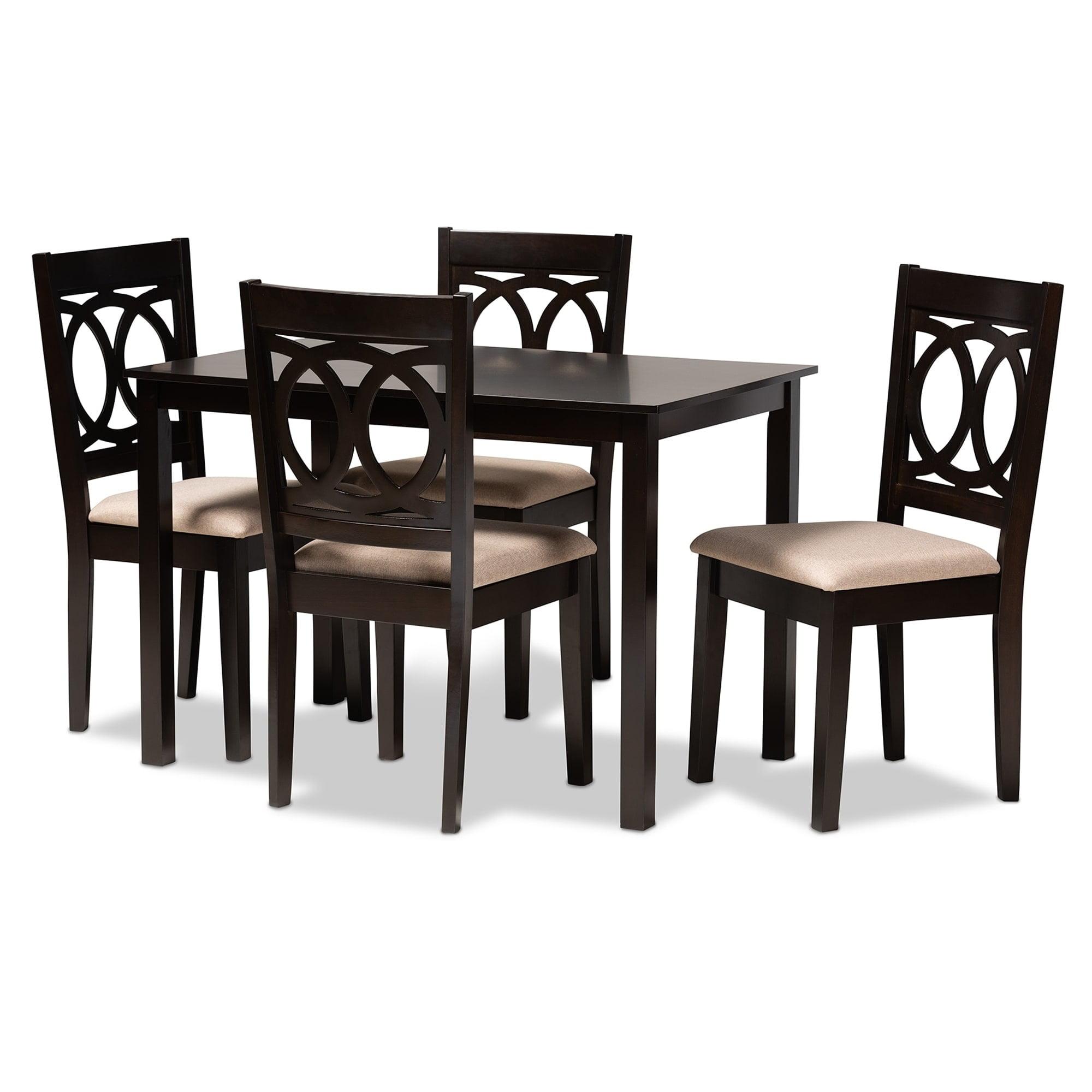 Espresso Brown 5-Piece Dining Set with Cut-Out Back Chairs