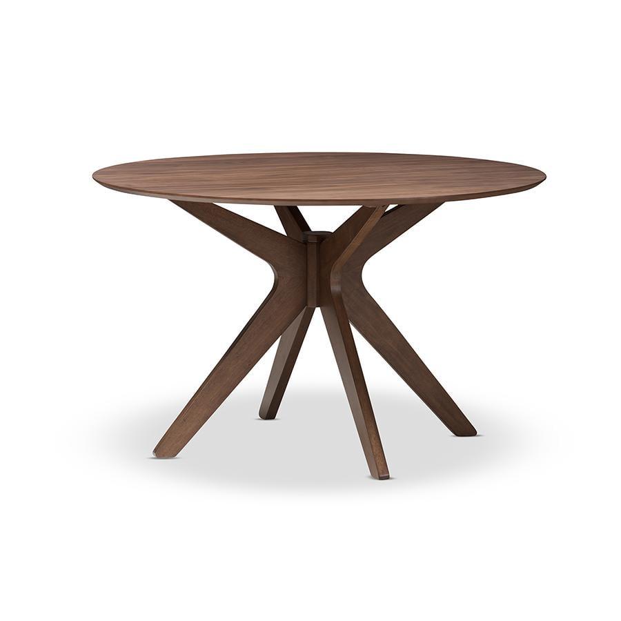 Monte 48" Walnut Brown Mid-Century Modern Round Wood Dining Table