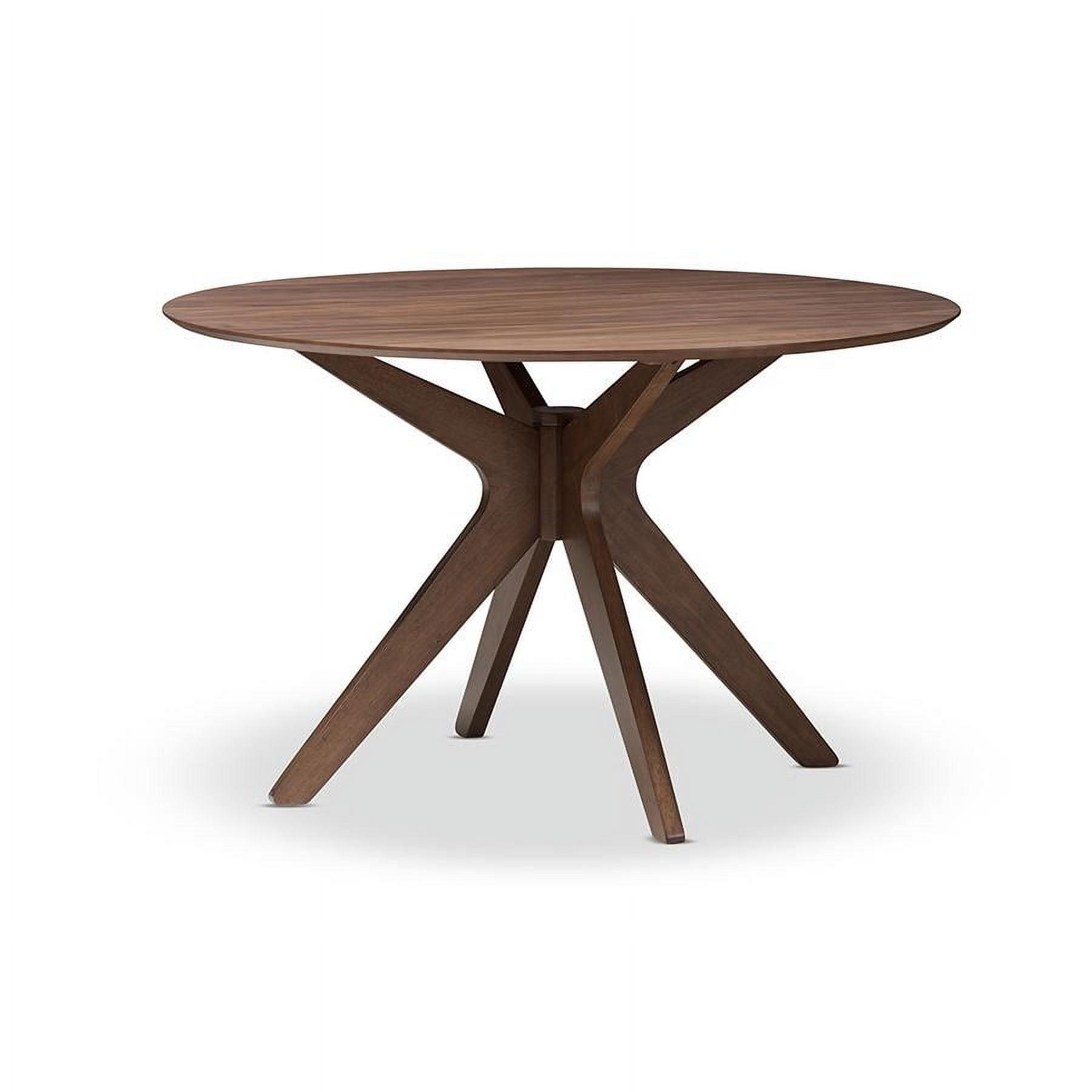 Baxton Studio Monte Mid-Century Modern Wood Finish 47" Round Dining Table Walnut Brown: Hardwood, Seats 4