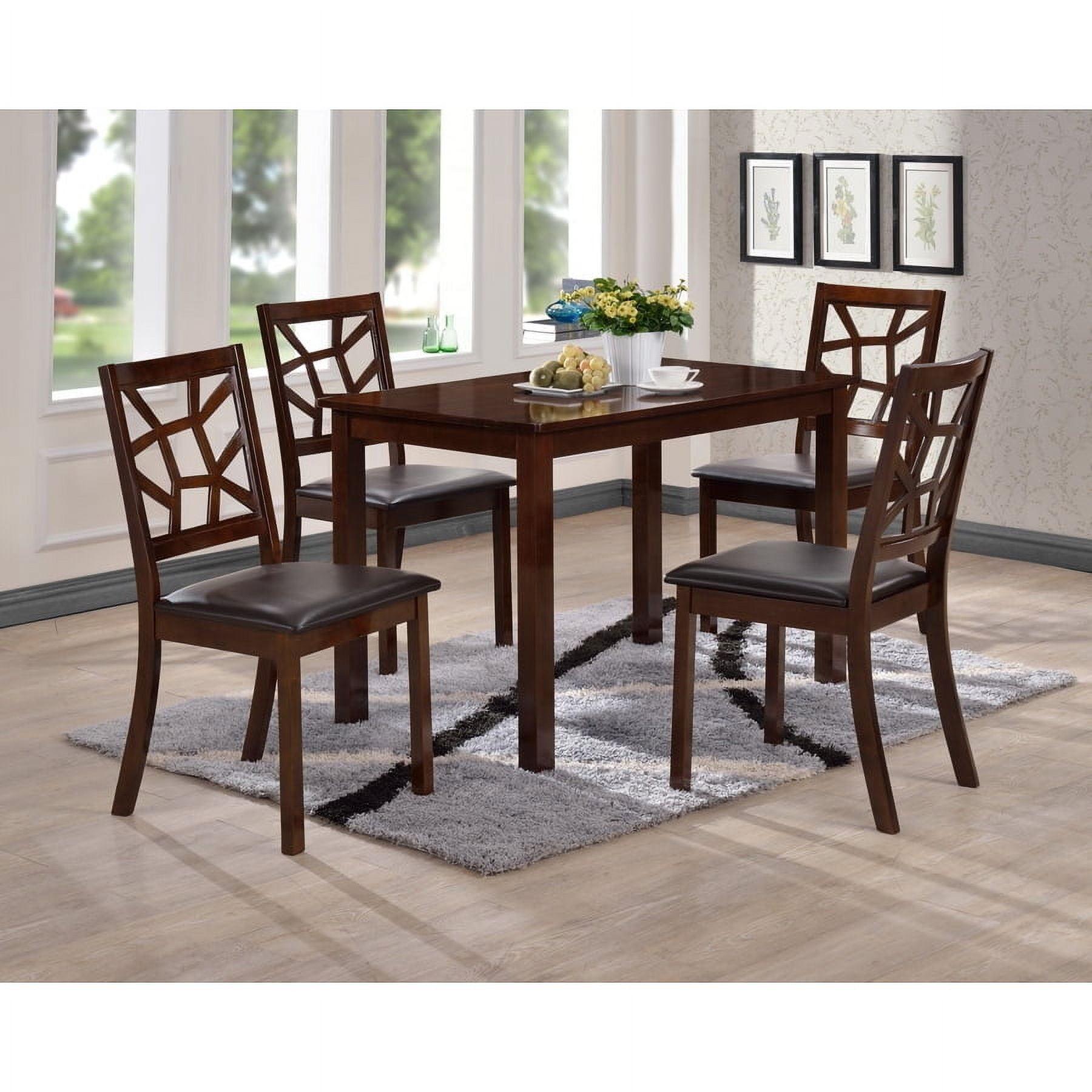 Baxton Studio 5pc Mozaika Leather Contemporary Dining Set Black: Modern Rectangle Table, 4 Upholstered Chairs