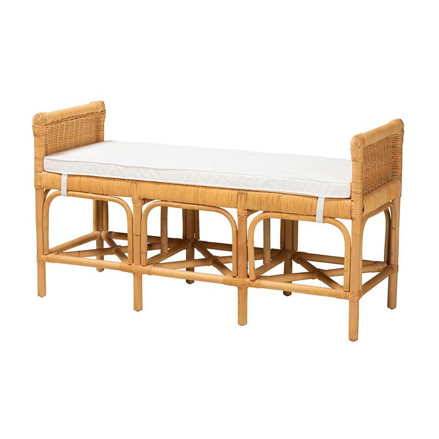 bali & pari Nairi Modern Bohemian Natural Brown Rattan Bench