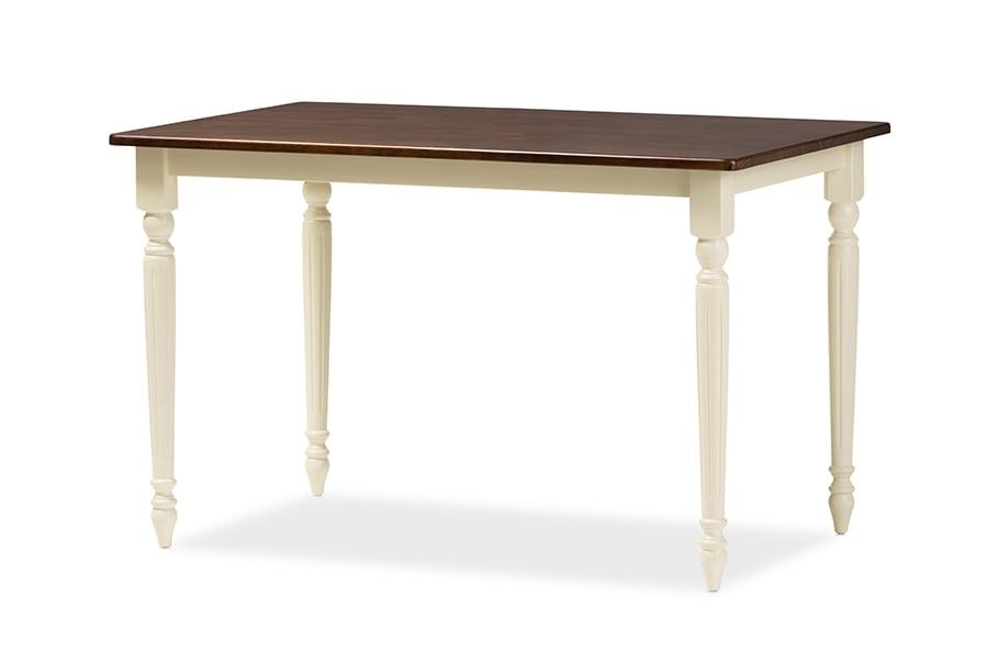 46.8" Cherry Brown and Cream Wood Dining Table