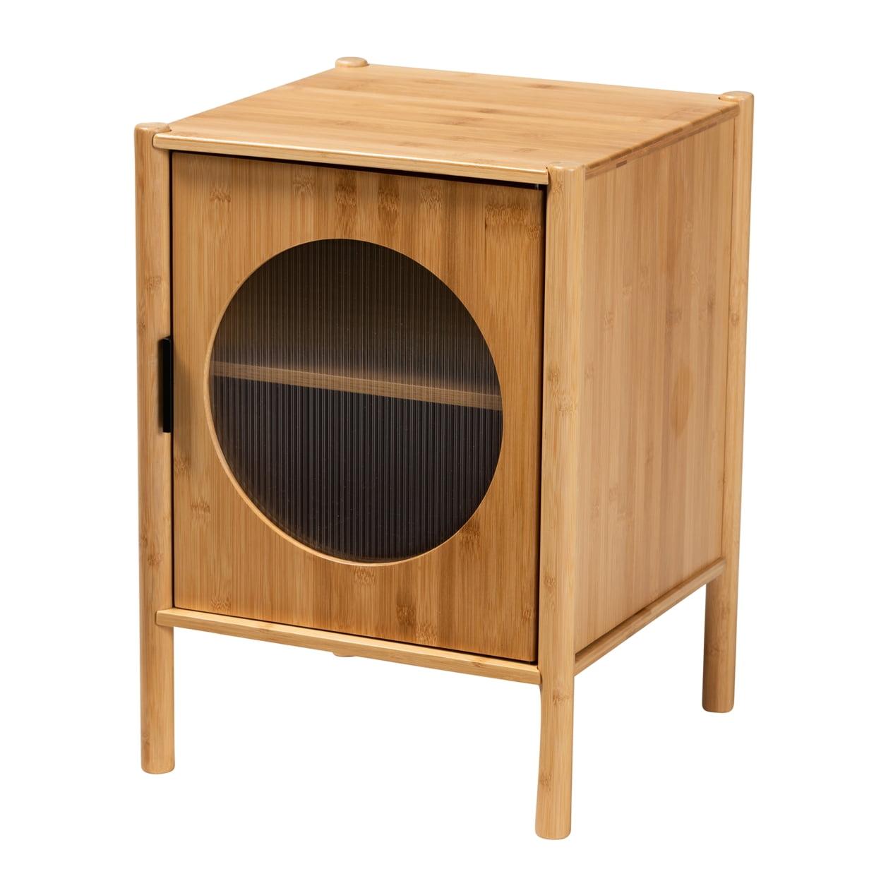 Naresh Bamboo Wood 1 Door End Table Natural Brown - Baxton Studio