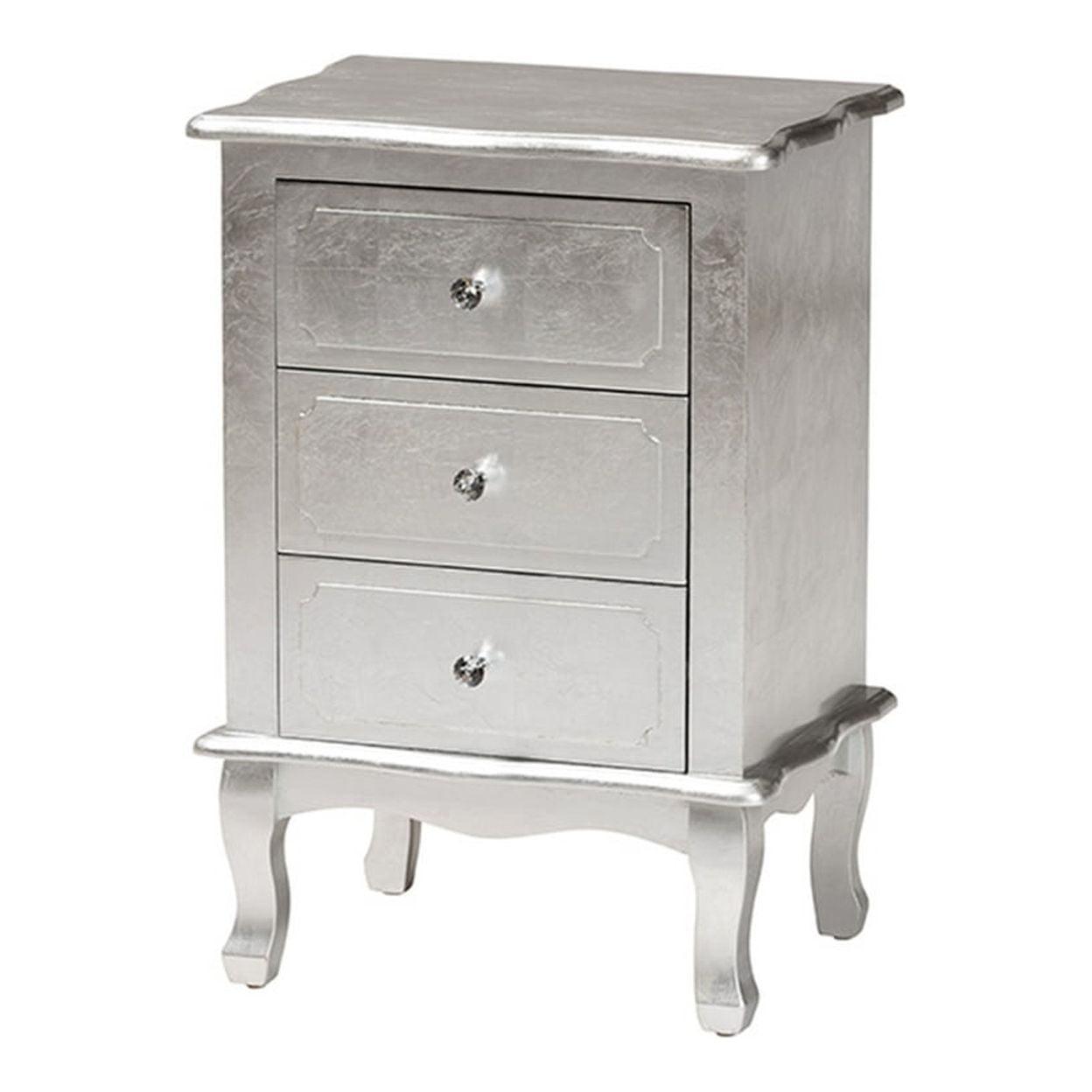 Newton Traditional Silver 3-Drawer Solid Wood Nightstand