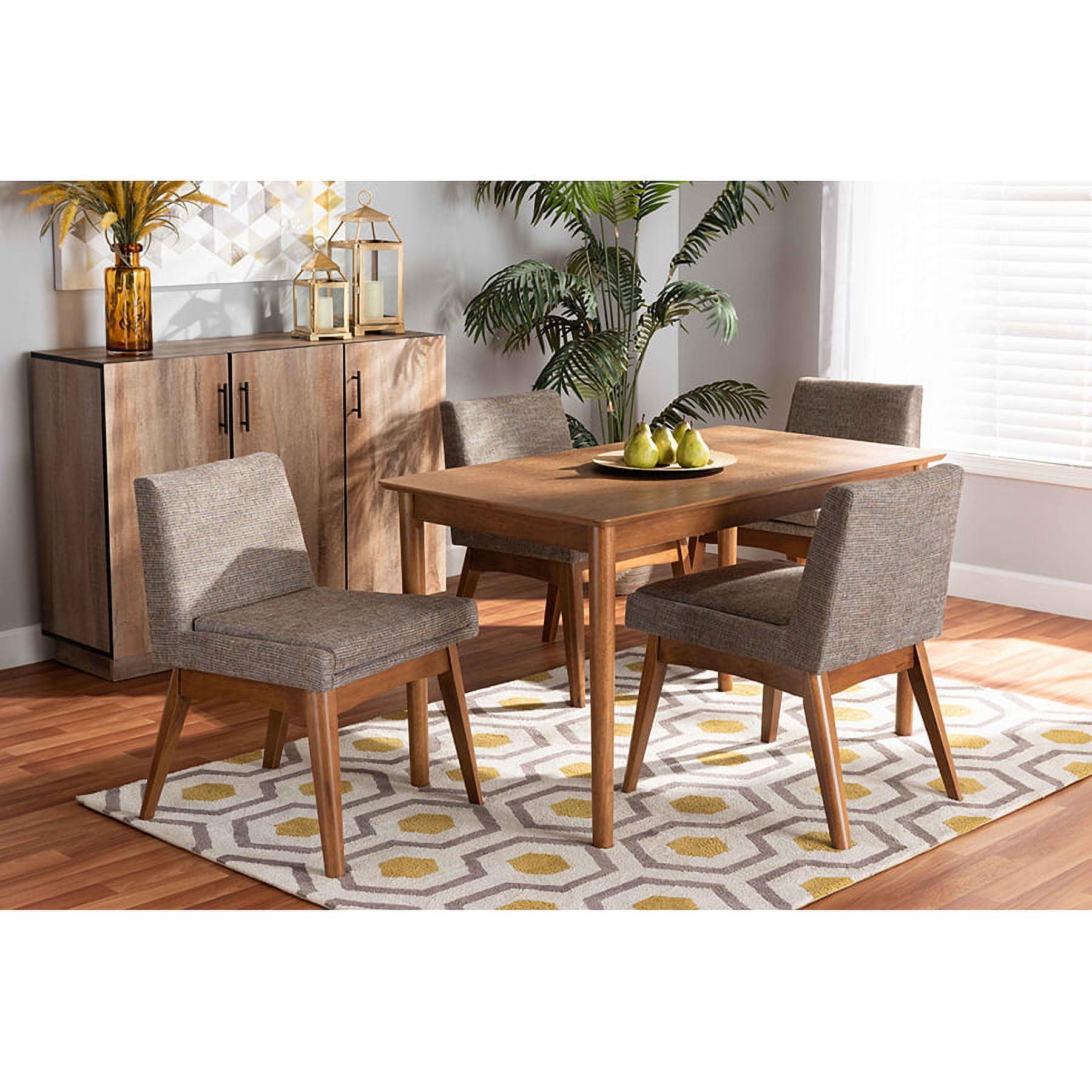 Nexus Walnut Brown and Gravel Fabric 5-Piece Dining Set