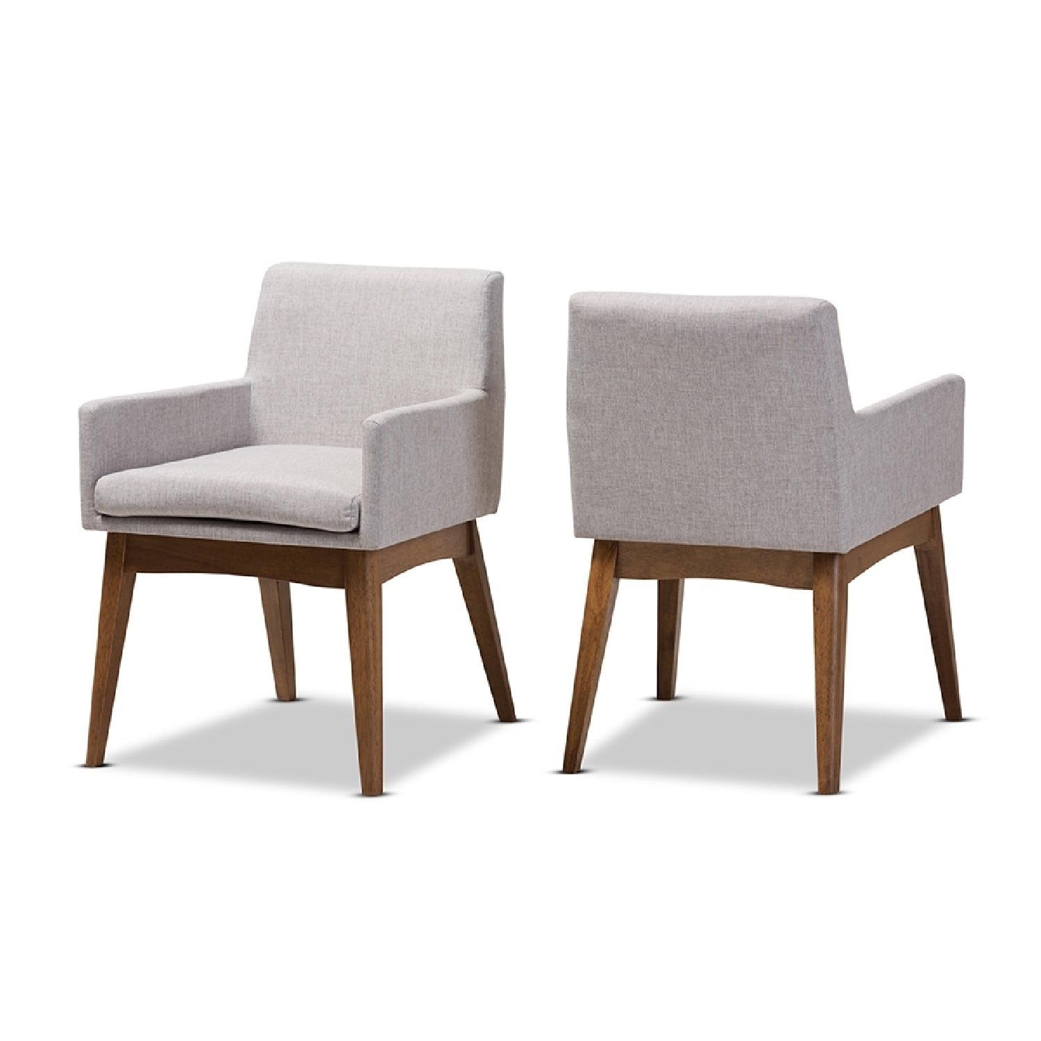 Set of 2 Nexus Mid Century Modern Walnut Wood Fabric Upholstered Dining Armchair - Baxton Studio