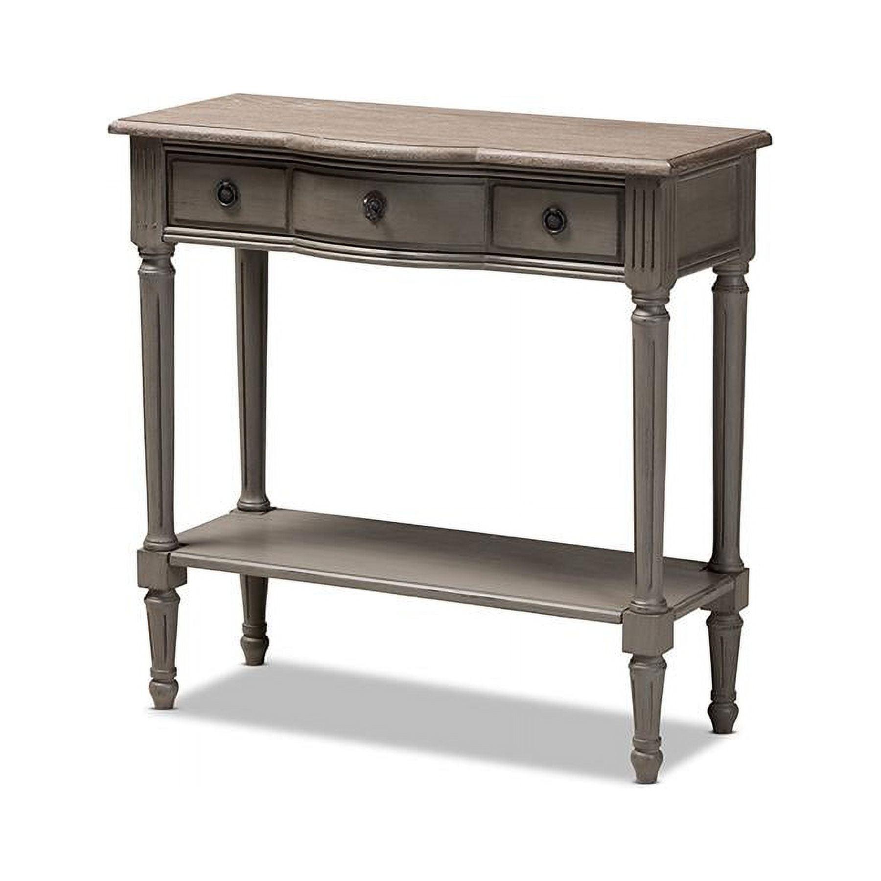 Noelle French Provincial Gray and White 3-Drawer Bayur Wood Console Table