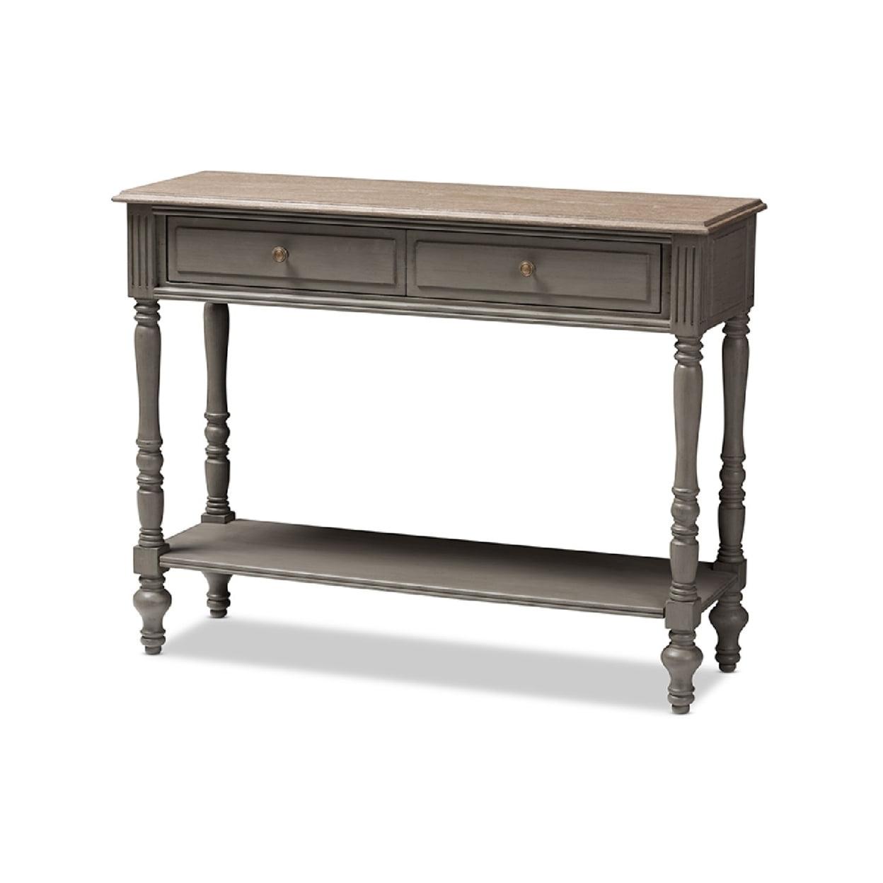 Noemie Country Cottage Farmhouse Finished 2 Drawer Console Table Brown - Baxton Studio: Antique Style, Storage Shelf