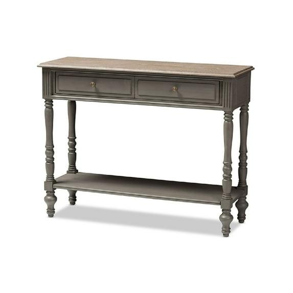 Noemie Country Cottage Farmhouse Finished 2 Drawer Console Table Brown - Baxton Studio: Antique Style, Storage Shelf