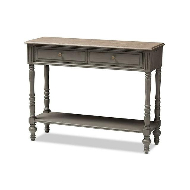 Noemie Country Cottage Farmhouse Finished 2 Drawer Console Table Brown - Baxton Studio: Antique Style, Storage Shelf