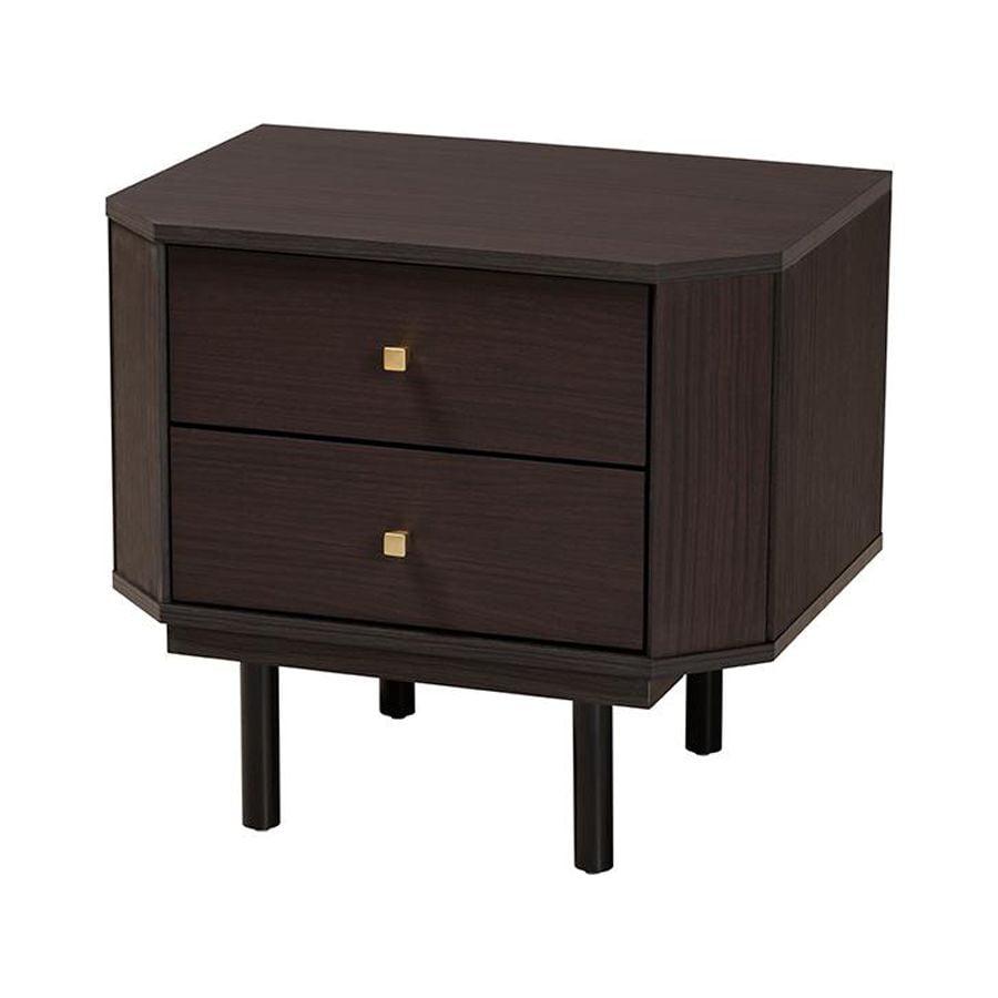 Norwood Espresso Brown and Black 2-Drawer Wooden End Table