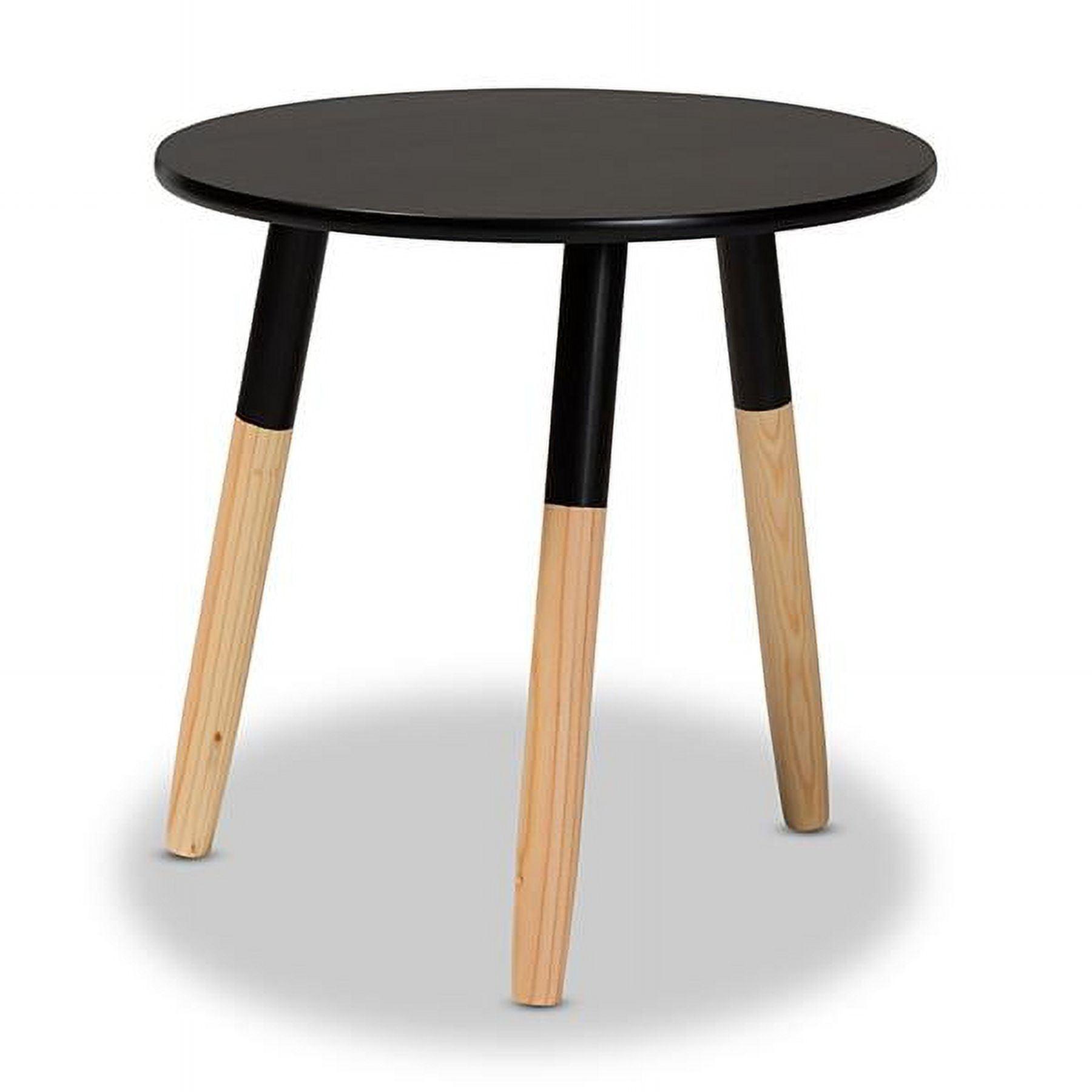 Round Black and Pine Wood Coffee Table