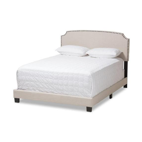 Baxton Studio Full Odette Modern and Contemporary Fabric Upholstered Bed Light Beige : Hardwood Frame, Polyester Fill