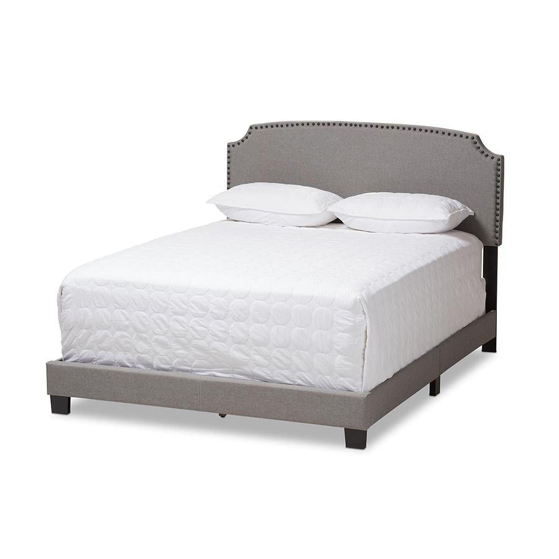 Queen Odette Upholstered Bed with Nailhead Trim - Baxton Studio: Hardwood Frame, Polyester Fill