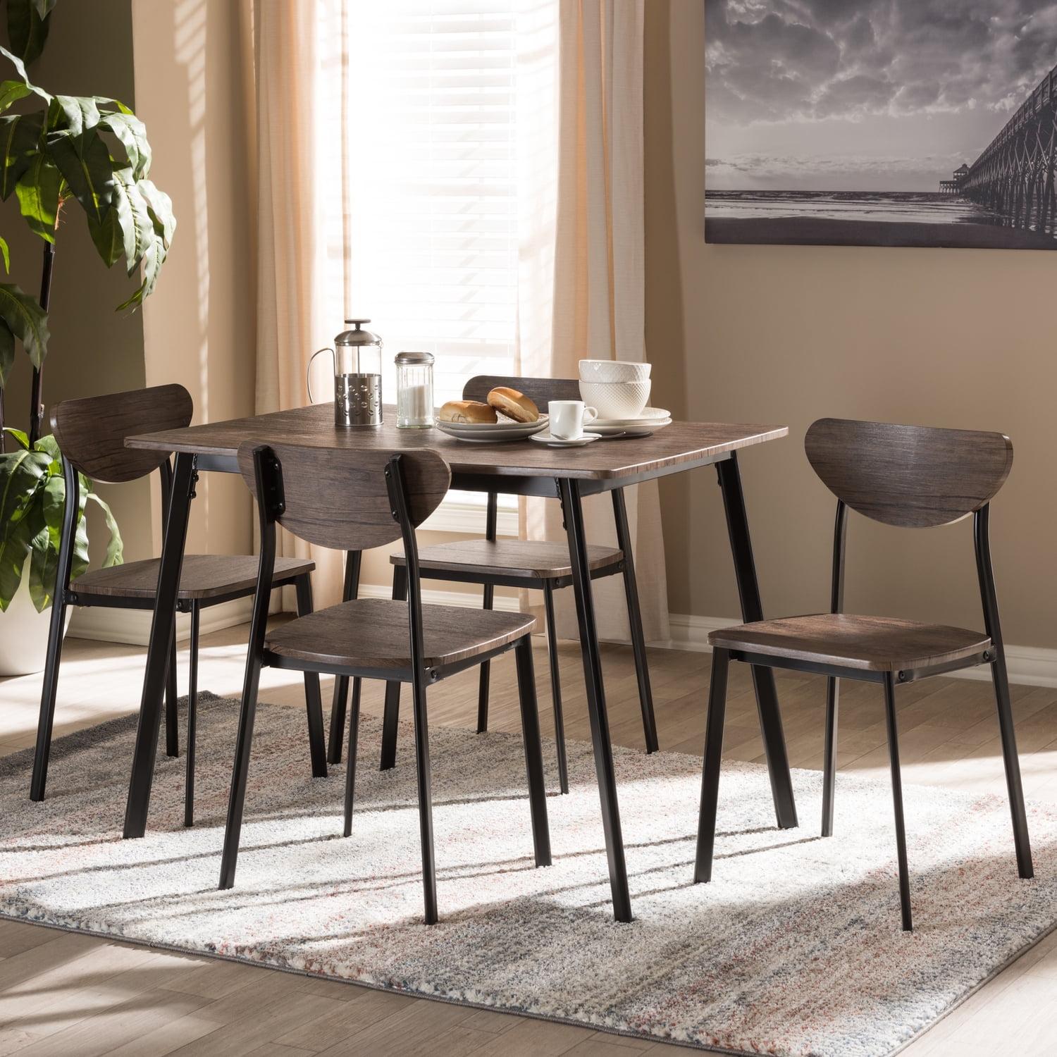 Ornette 5-Piece Light Brown and Black Metal Dining Set