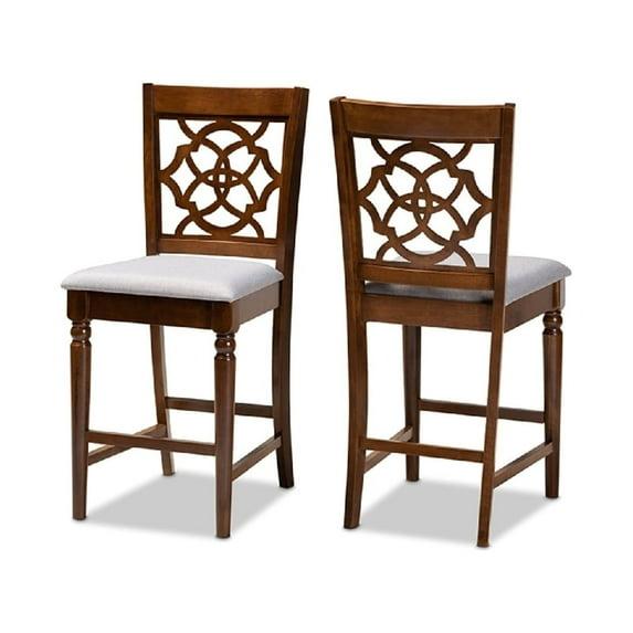 Set of 2 Oscar Pub Chair - Baxton Studio: Counter Height, Danish Modern Style, Wood Frame & Foam-Padded Seat