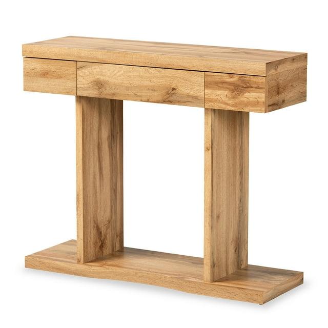 Otis Wood 3 Drawer Console Table Oak Brown - Baxton Studio: Sleek Storage, Modern Design, Space-Saving