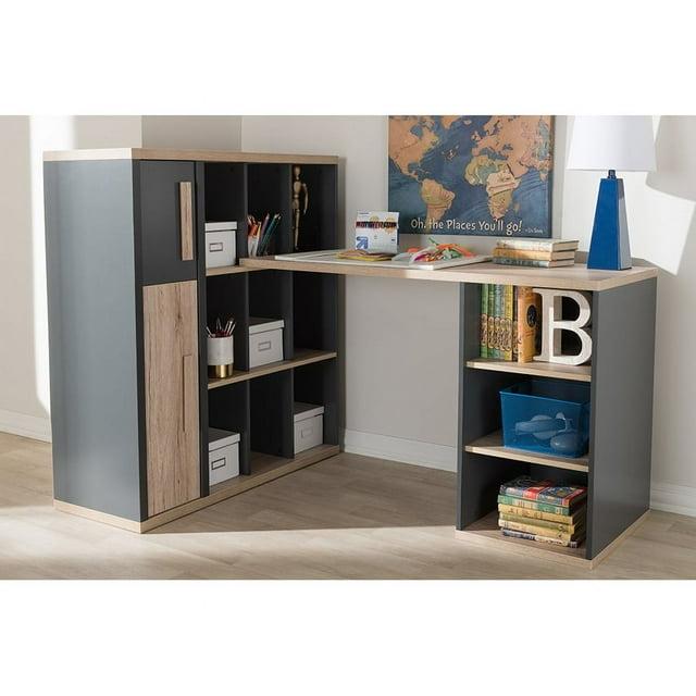 43.7" Pandora Built-In Shelving Unit with Storage Compartments - Baxton Studio