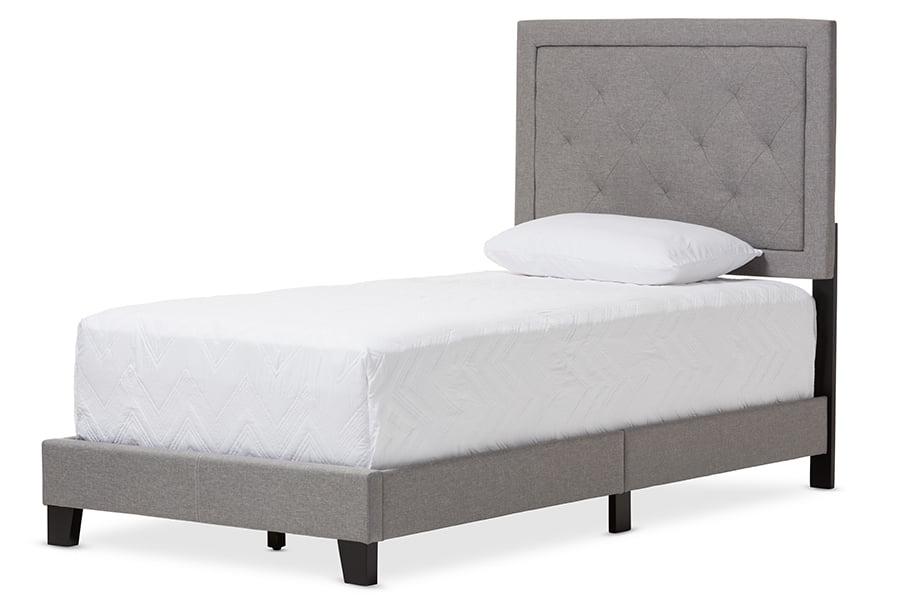 Paris Modern And Contemporary Linen Upholstered Tufting Platform Bed - Twin - Baxton Studio