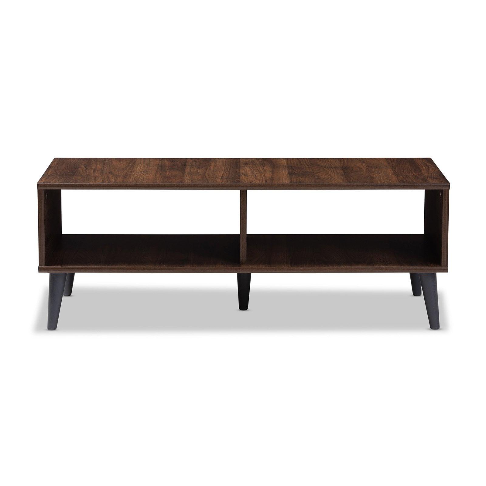 Pierre Coffee Table Dark Brown/Gray - Baxton Studio: Mid-Century Modern Storage, Tapered Legs