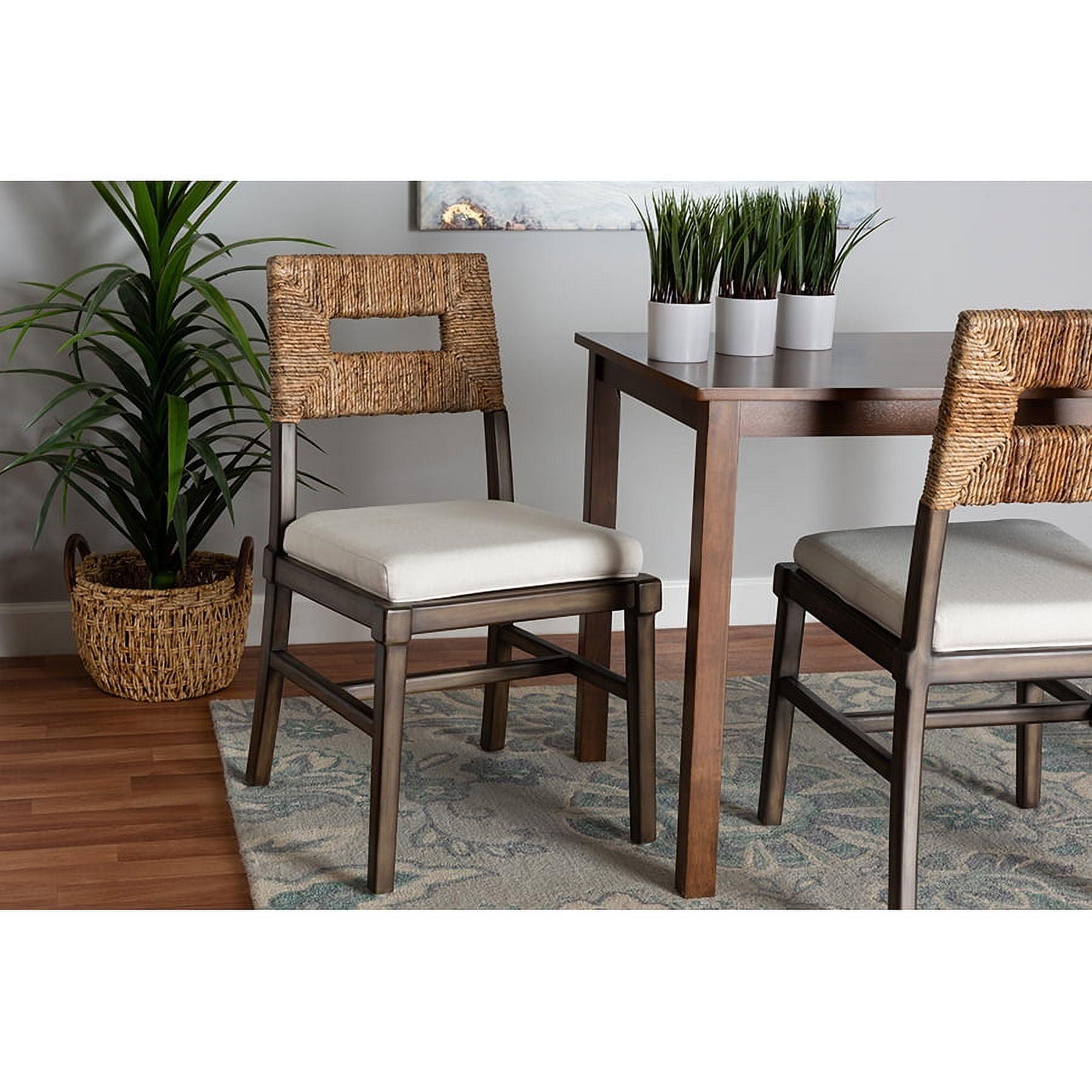 Porsha Mahogany Wood and Natural Rattan Dining Chair White/Natural Brown/Walnut Brown - Baxton Studio: Bohemian Style, No Assembly Required