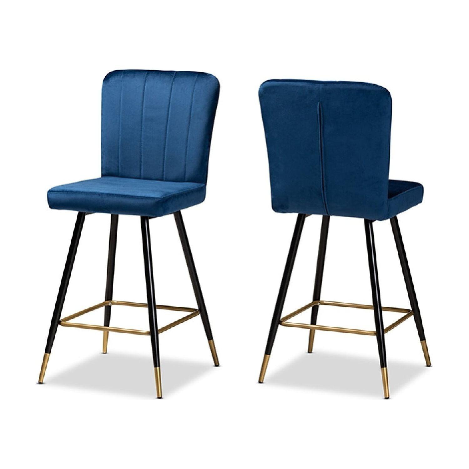 2pc Preston Two-Tone and Metal Bar Stool Set - Baxton Studio