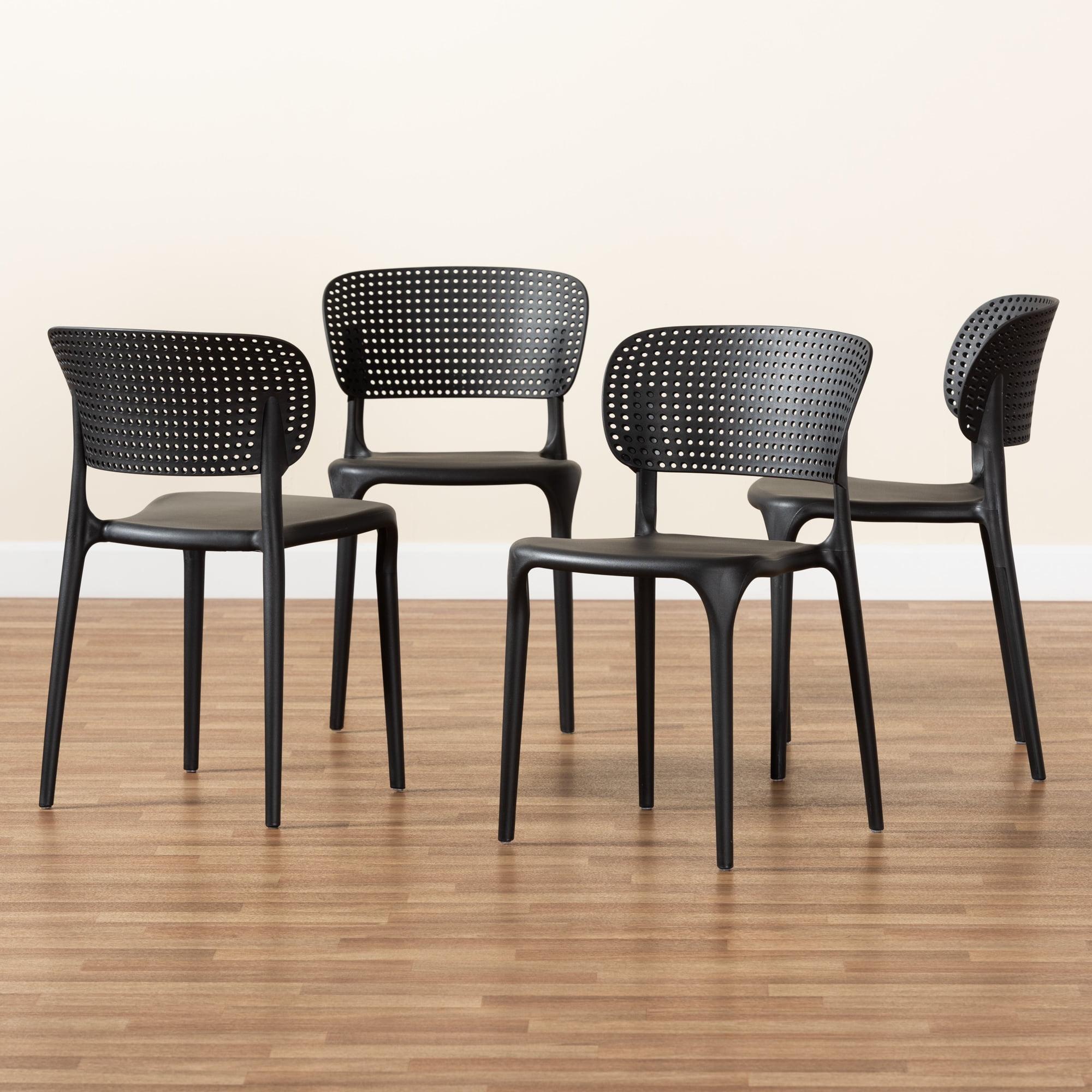 4pc Rae Plastic Stackable Dining Chair Set - Baxton Studio