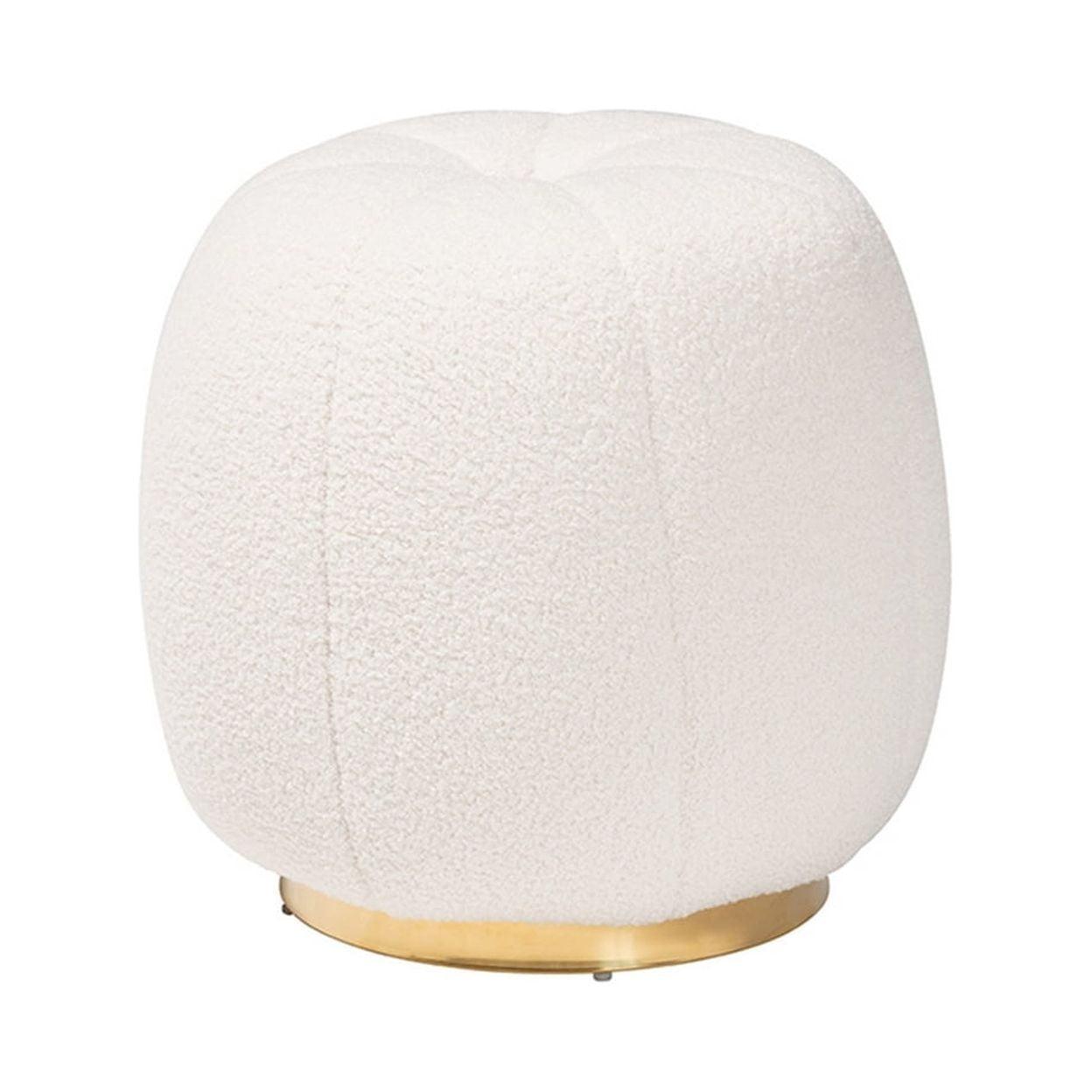 Raelynn Boucle Upholstered and Metal Ottoman Ivory - Baxton Studio