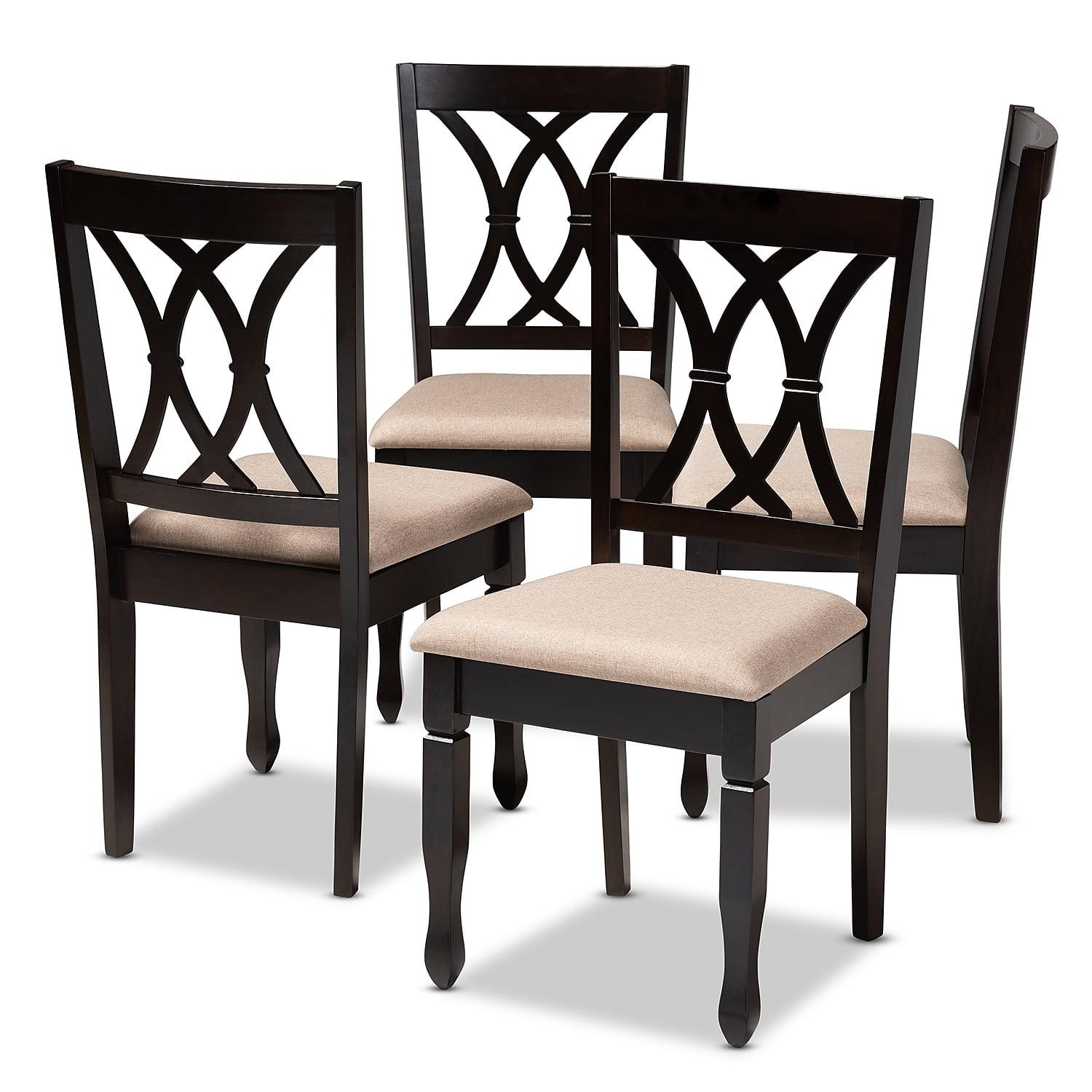 Reneau Sand and Brown Wood Cane Dining Chair Set