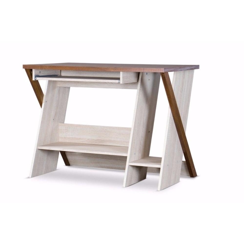 Sonoma Oak Angular Rhomboid Writing Desk with Storage