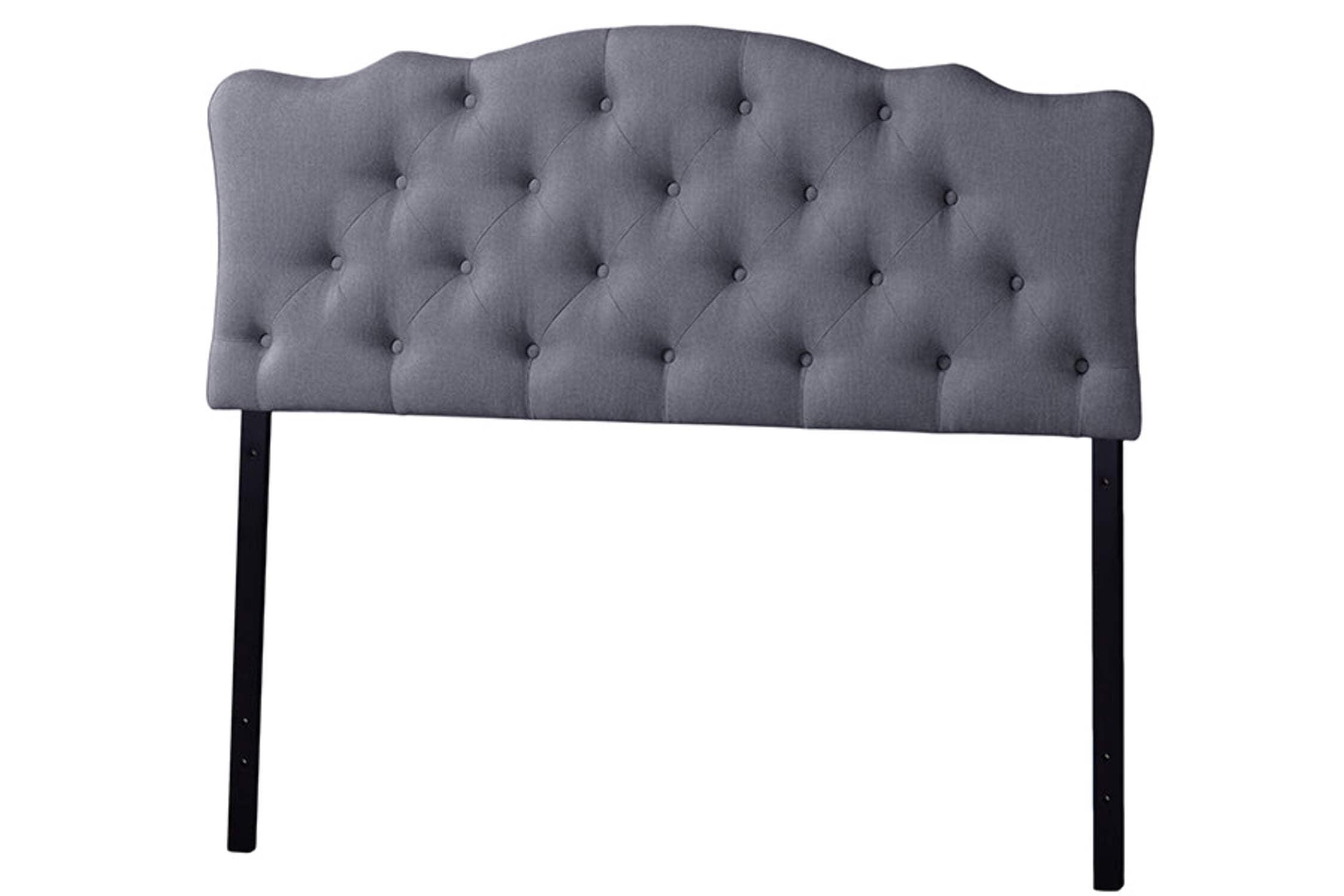 Full Rita Modern Fabric Upholstered Scalloped Headboard - Baxton Studio: Contemporary Design, Adjustable