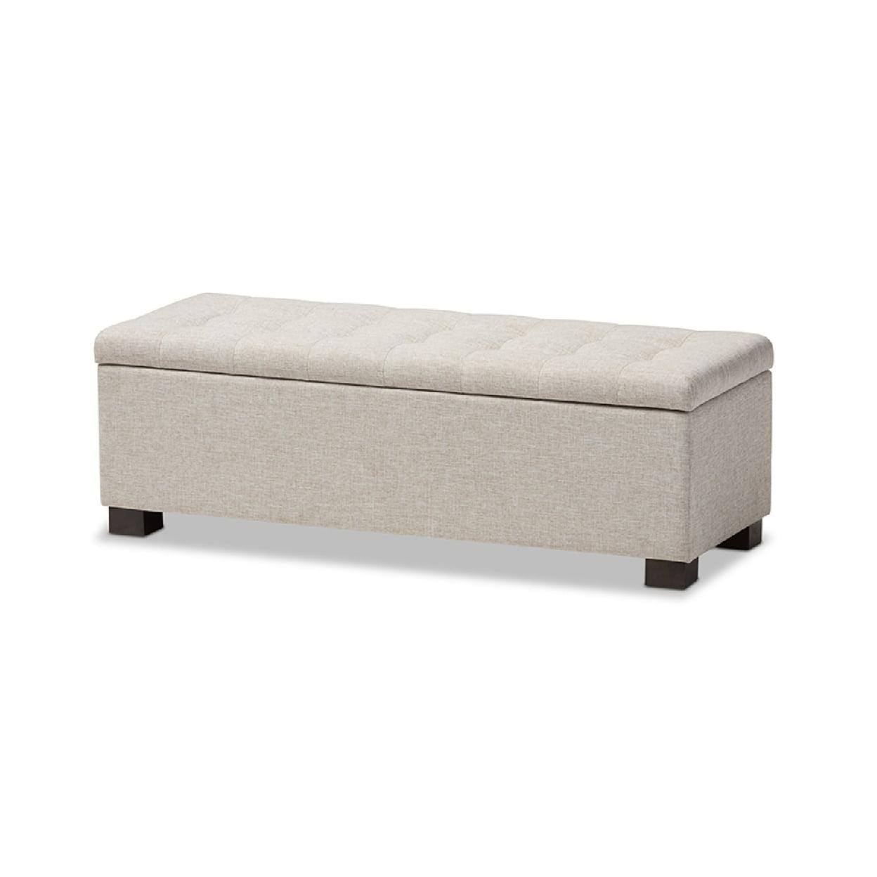 Roanoke Modern And Contemporary Fabric Upholstered Grid - Tufting Storage Ottoman Bench - Baxton Studio