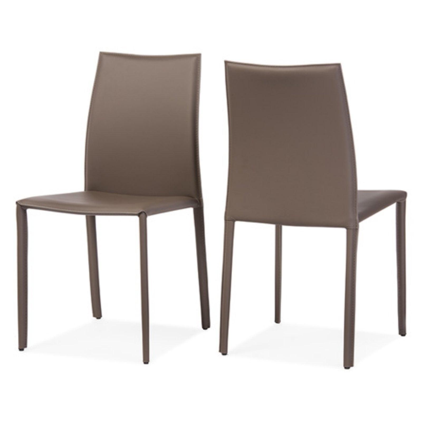 Taupe Faux Leather Upholstered Parsons Dining Chair Set