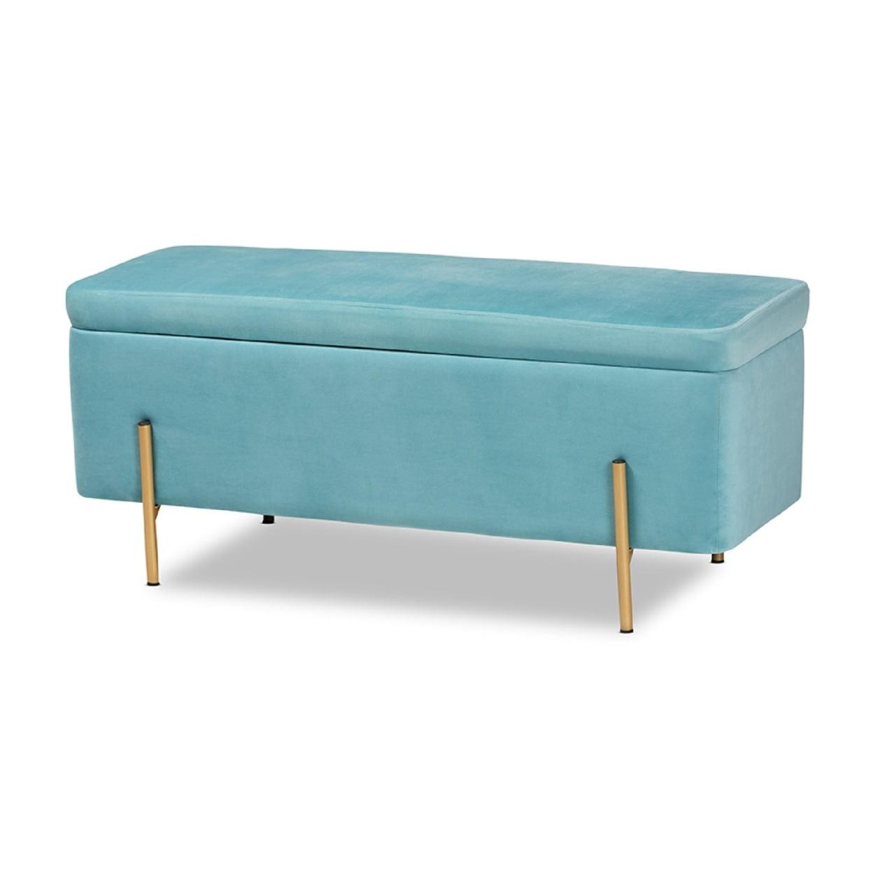 Rockwell Velvet Metal Storage Bench - Baxton Studio