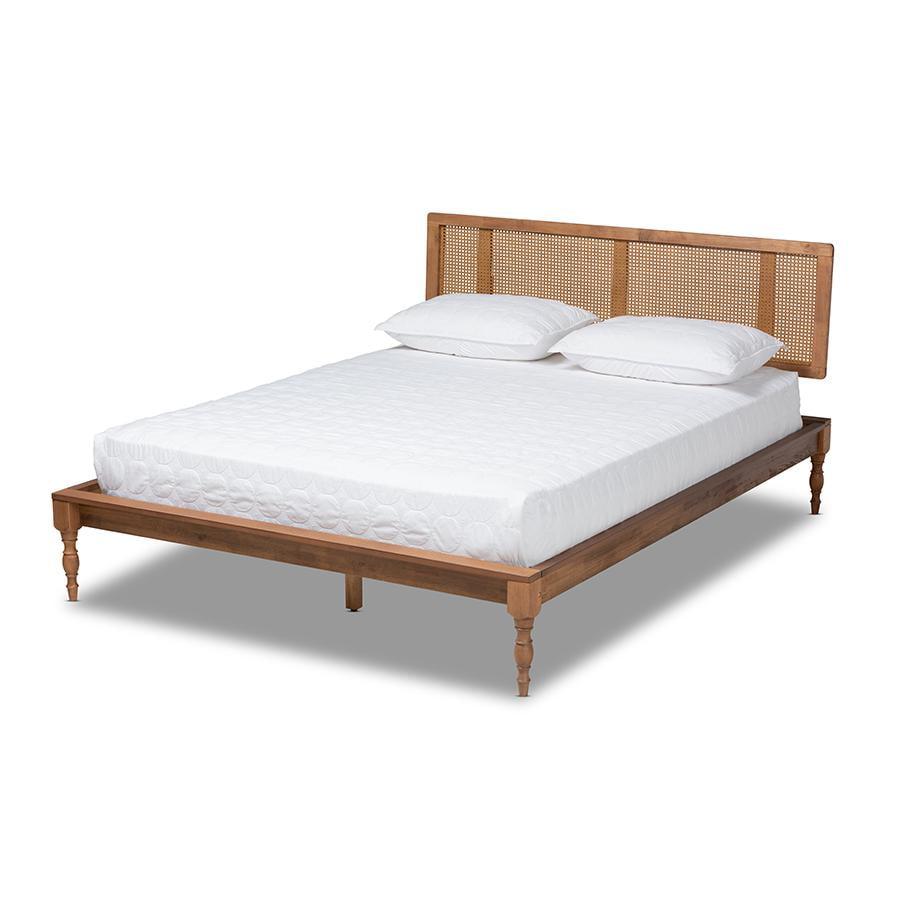 Queen Romy Wood Platform Bed Ash Walnut - Baxton Studio: Vintage Parisian Style, No Box Spring Required