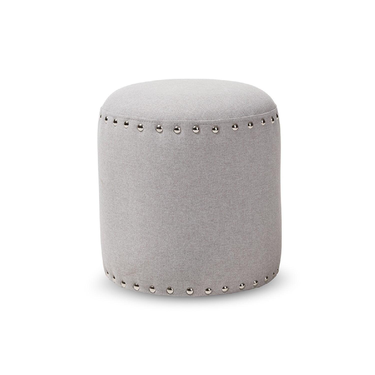 Rosine Modern and Contemporary Fabric Upholstered Nail Trim Ottoman - Baxton Studio