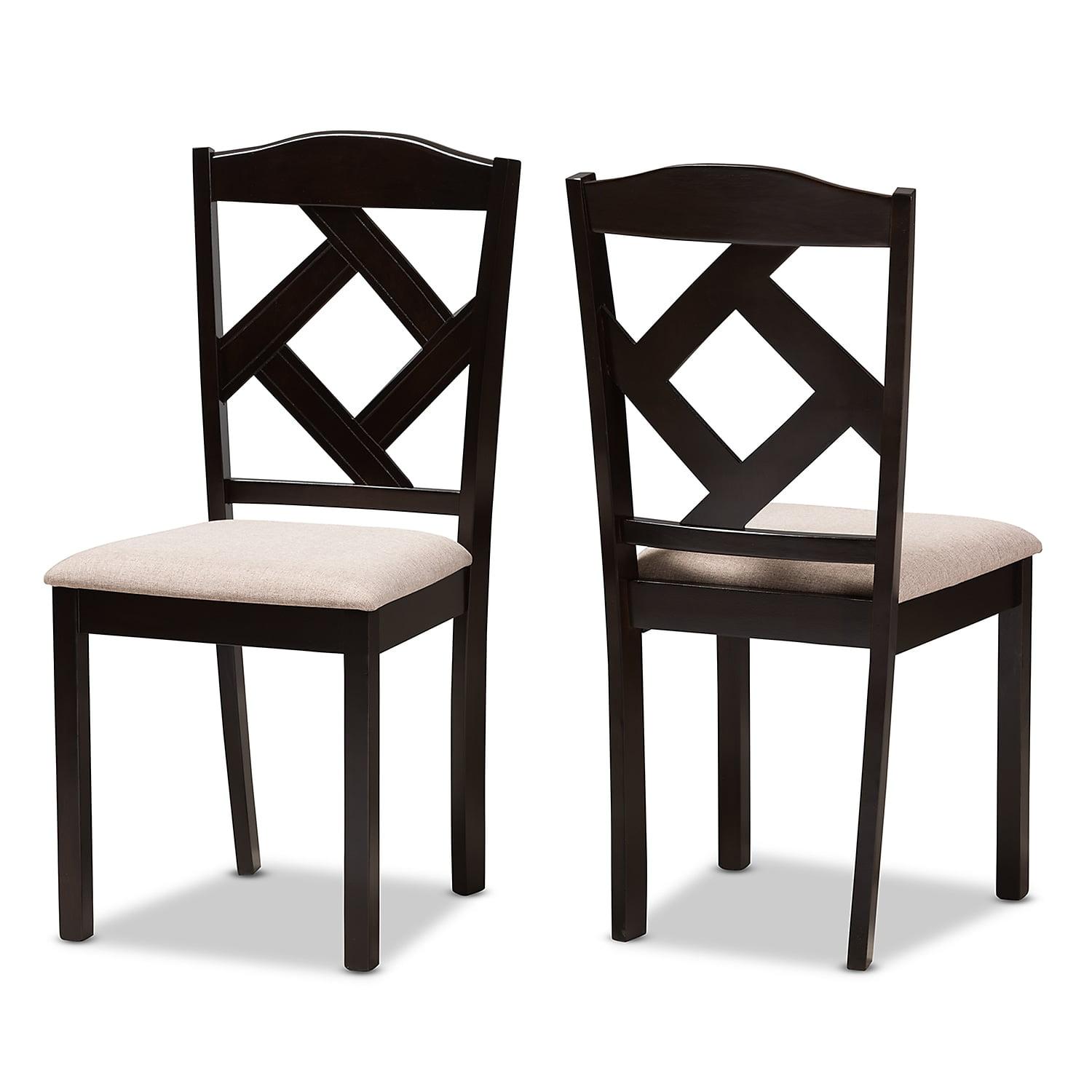 Set of 2 Ruth Modern And Contemporary Fabric Upholstered Dining Chairs - Baxton Studio: Geometric Back Design