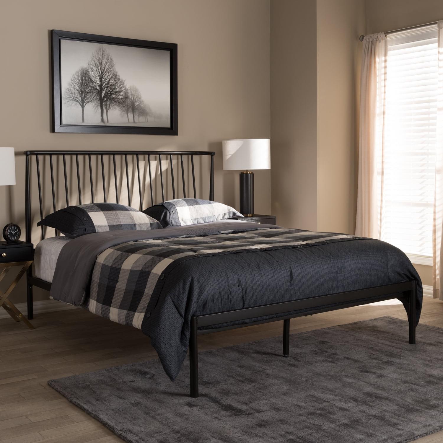 Baxton Studio Sabine Modern and Contemporary Black Finished Metal Platform Bed, Multiple Sizes