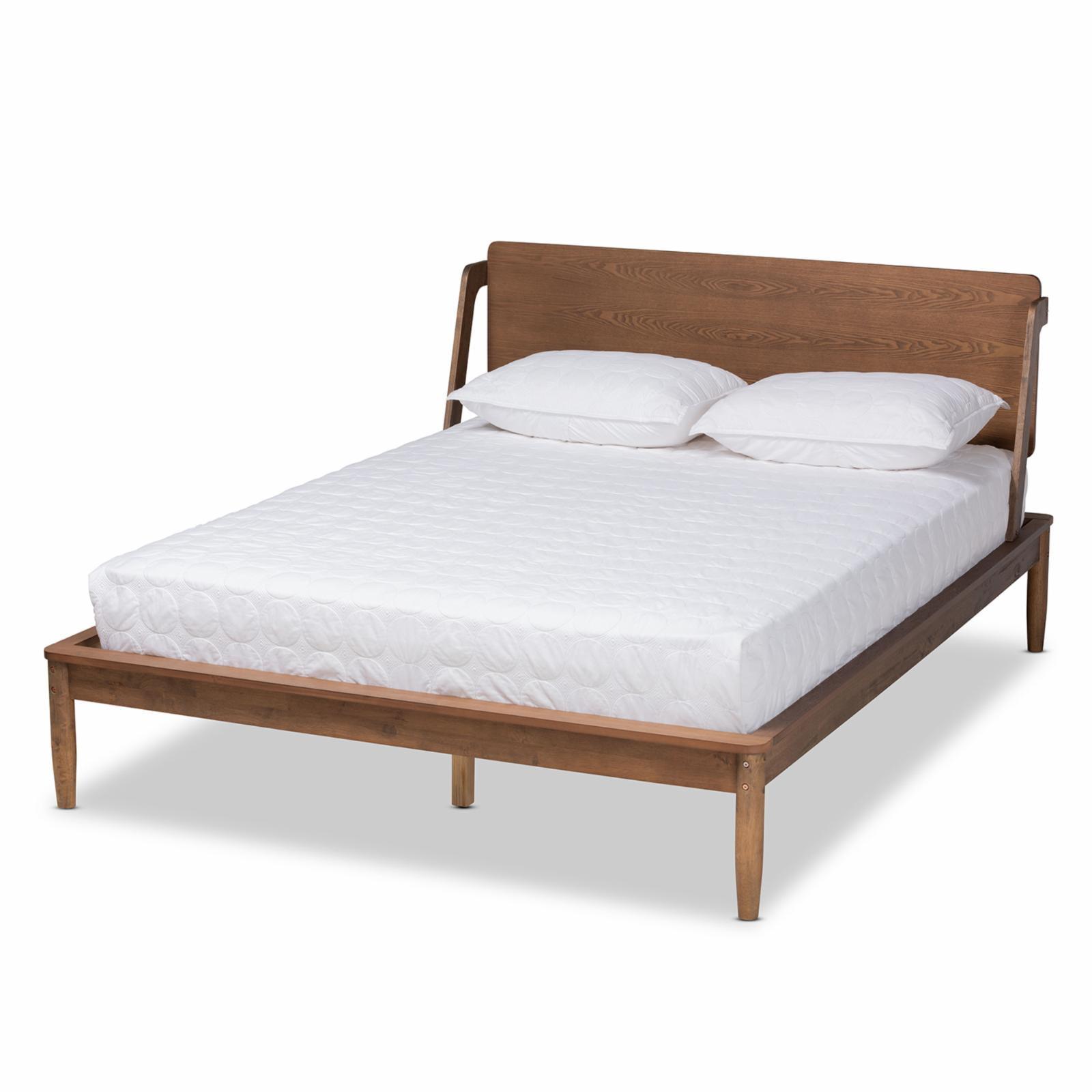 Sadler Mid-Century Modern Platform Bed Walnut/Brown - Baxton Studio