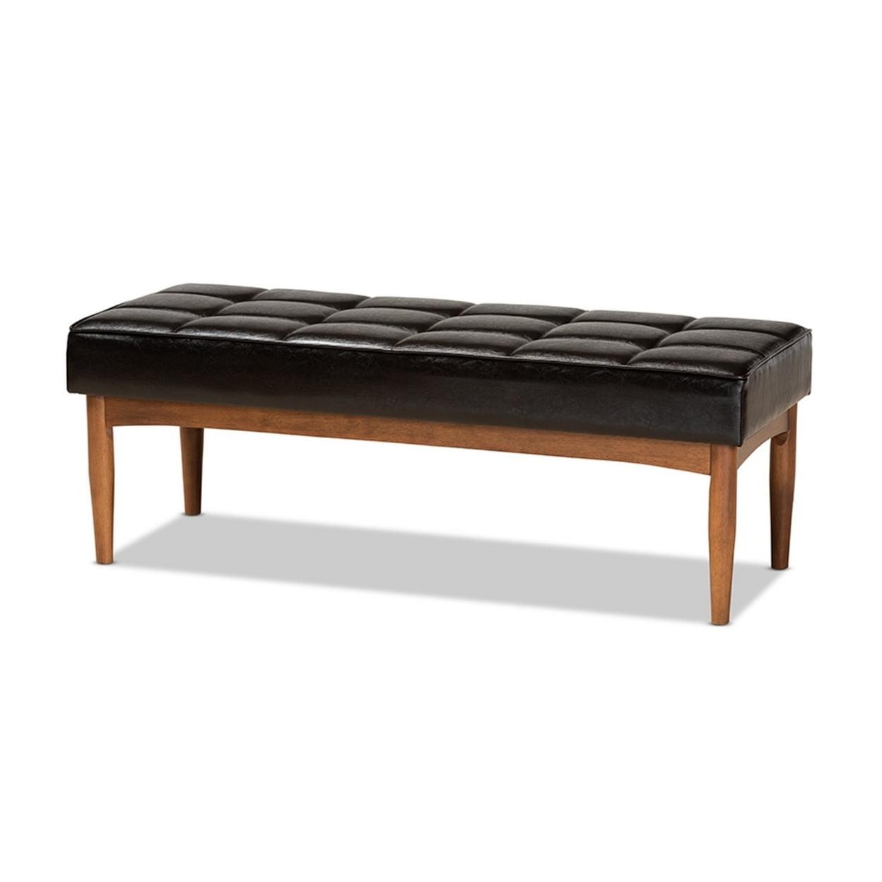 Sanford 47" Walnut Brown Faux Leather Dining Bench