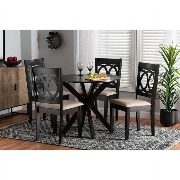 Baxton Studio Sanne Modern Beige Fabric and Espresso Brown Finished Wood 5-Piece Dining Set