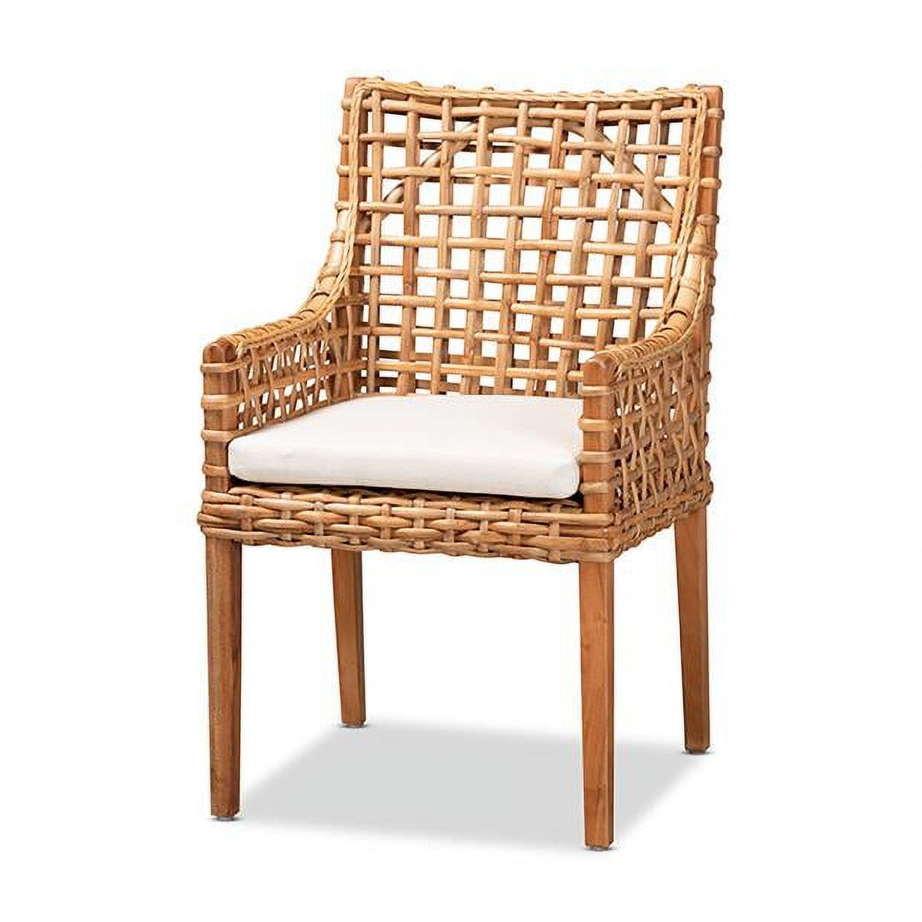 Saoka Wood and Rattan Armchair Natural Brown/White - bali & pari