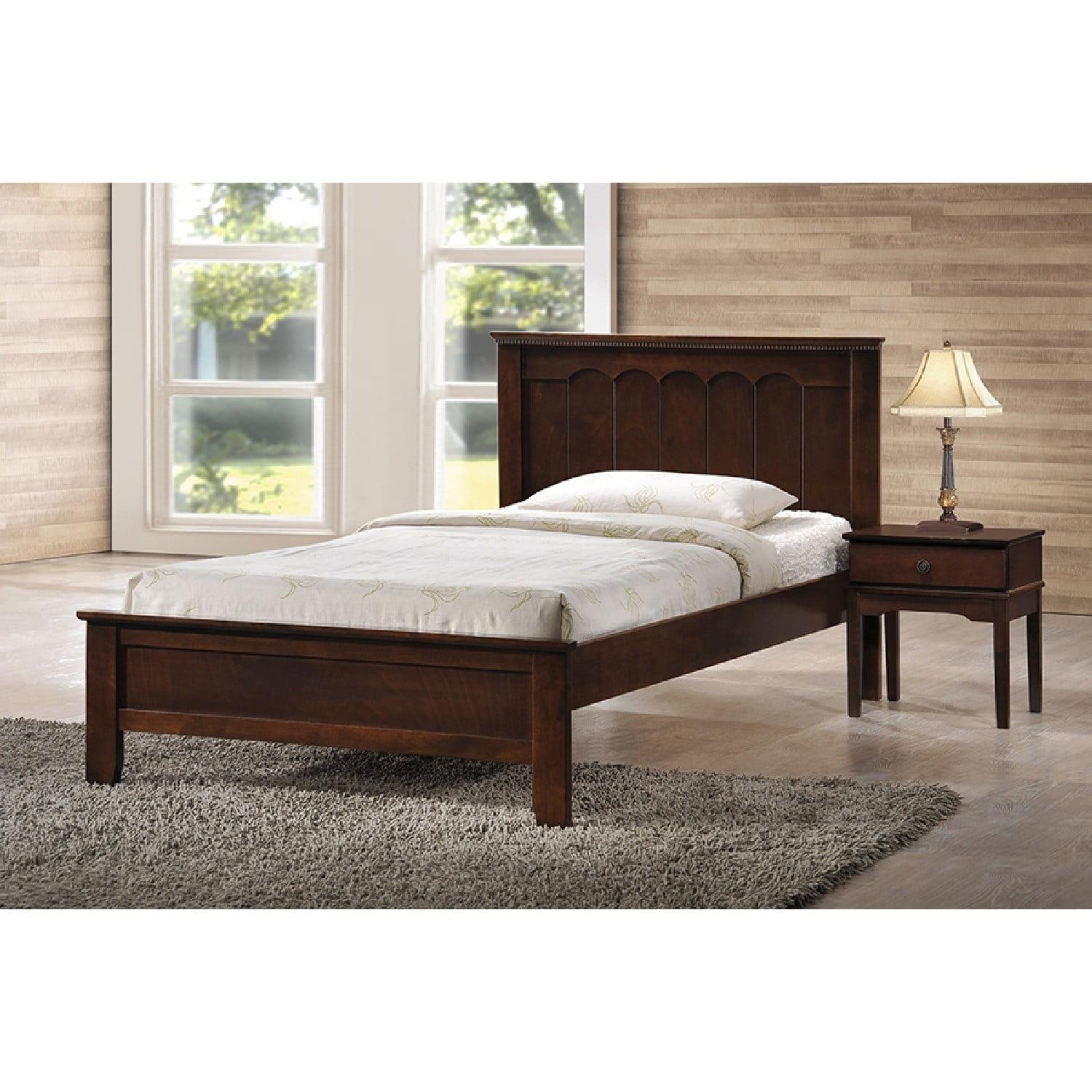 Schiuma Classic Carved Cappuccino Twin Bed with Rubberwood Frame