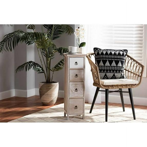 Baxton Studio Seanna Wood 4 Drawer Storage Unit Light Brown: Farmhouse Style Accent Cabinet, No Assembly Required